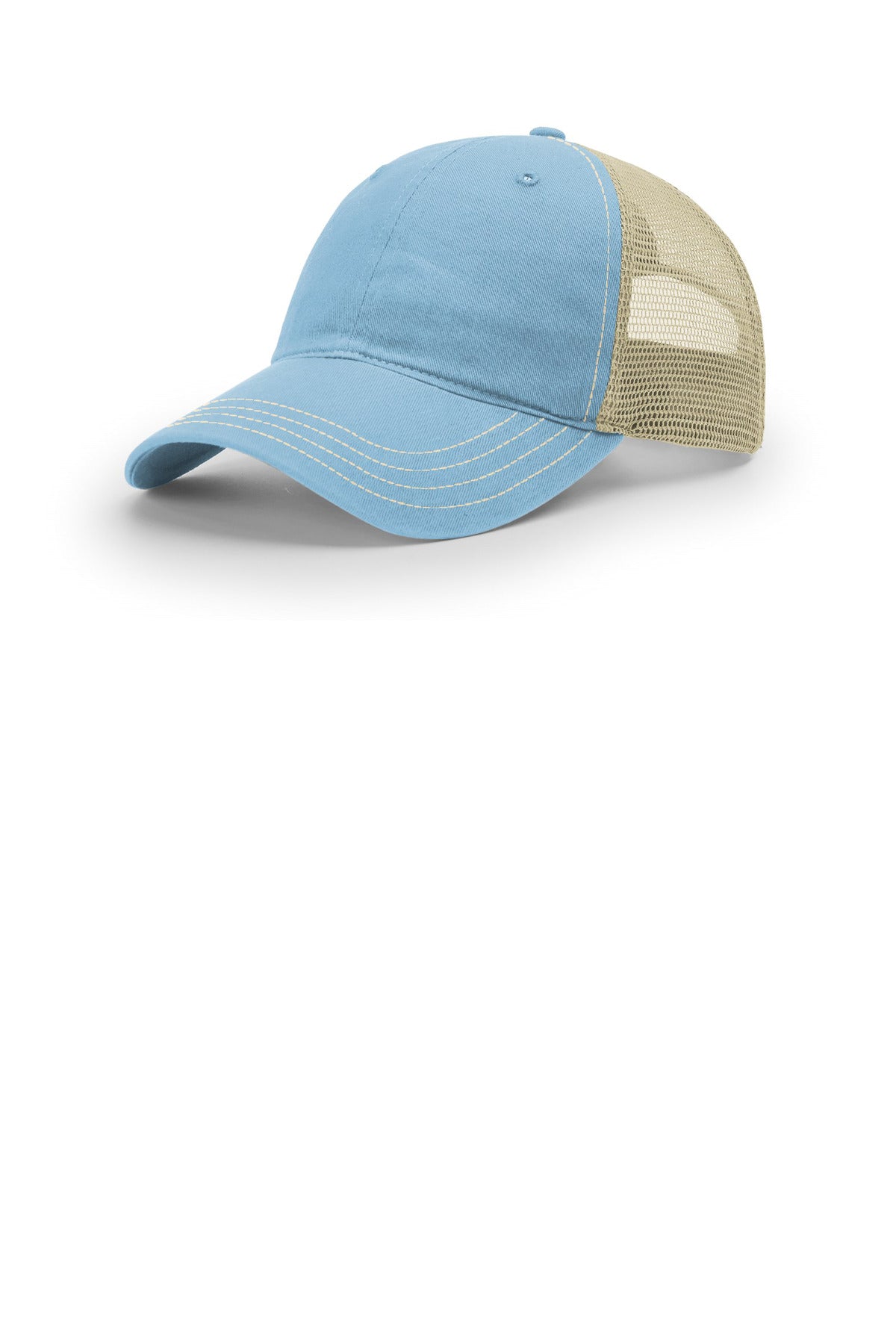 Custom Columbia Blue/ Khaki Washed Trucker 111, personalized by SanCanDo Swag in Argyle, TX