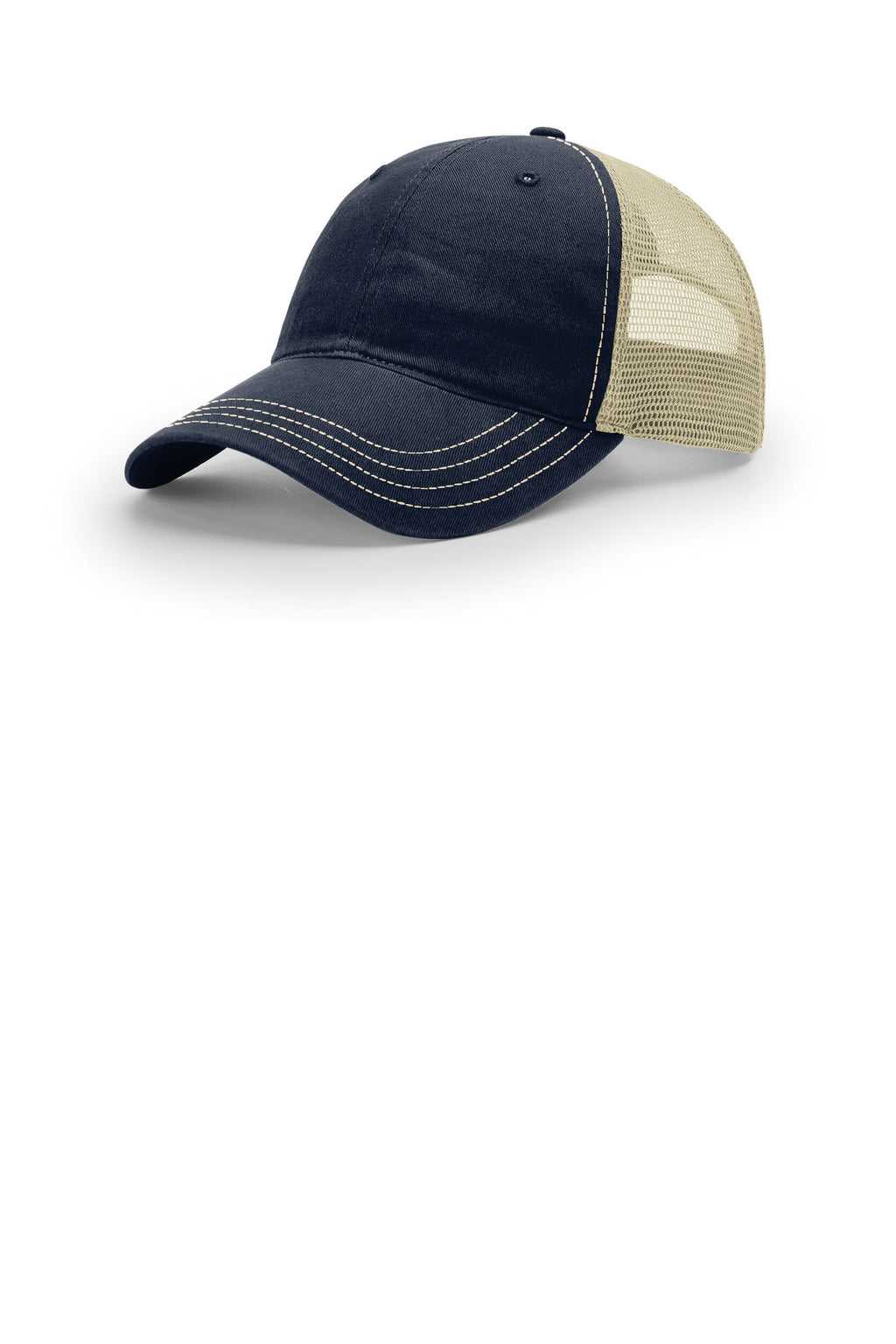 Custom Navy/ Khaki Washed Trucker 111, personalized by SanCanDo Swag in Argyle, TX