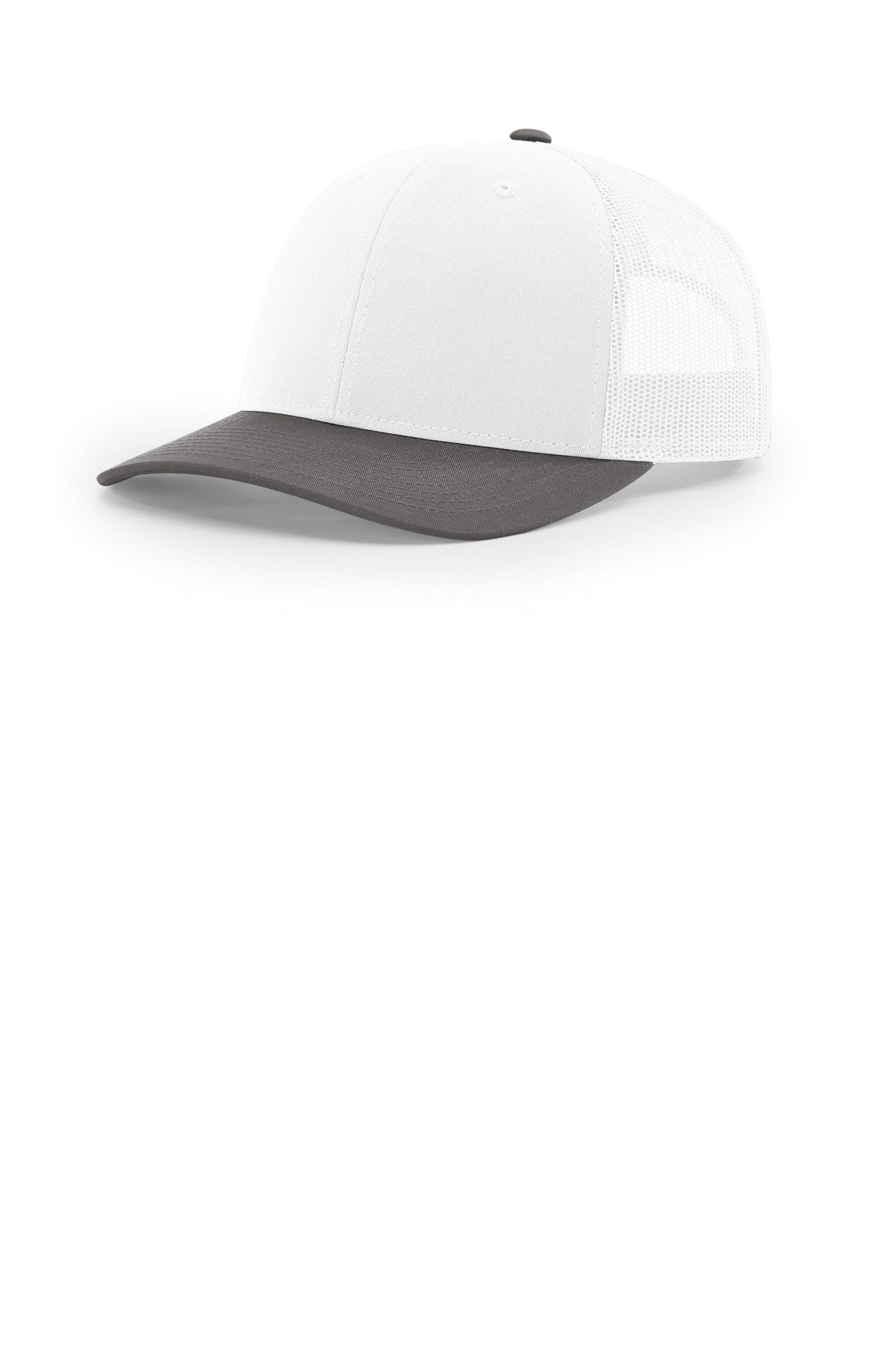 Custom White/ White/ Charcoal Trucker Cap 112, personalized by SanCanDo Swag in Argyle, TX