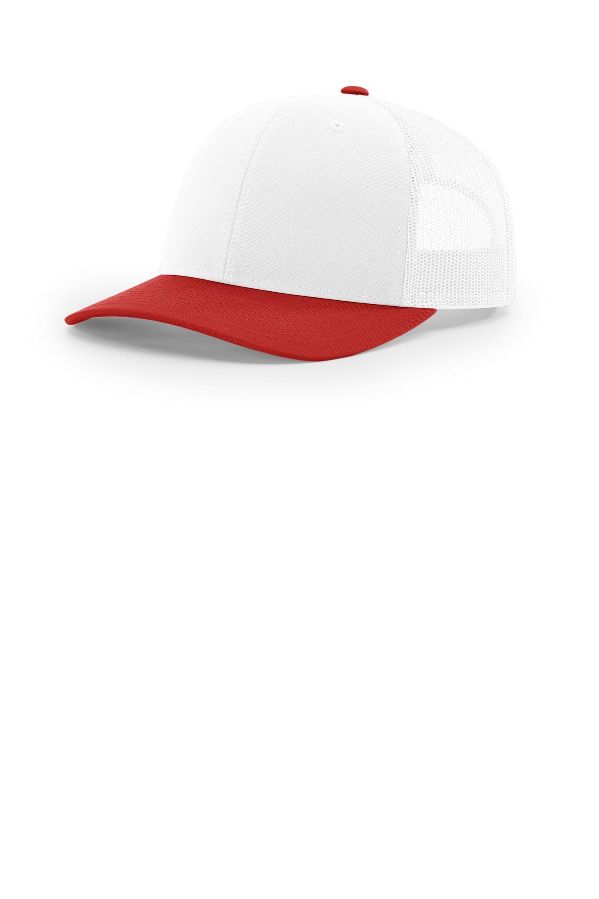 Custom White/ White/ Red Trucker Cap 112, personalized by SanCanDo Swag in Argyle, TX