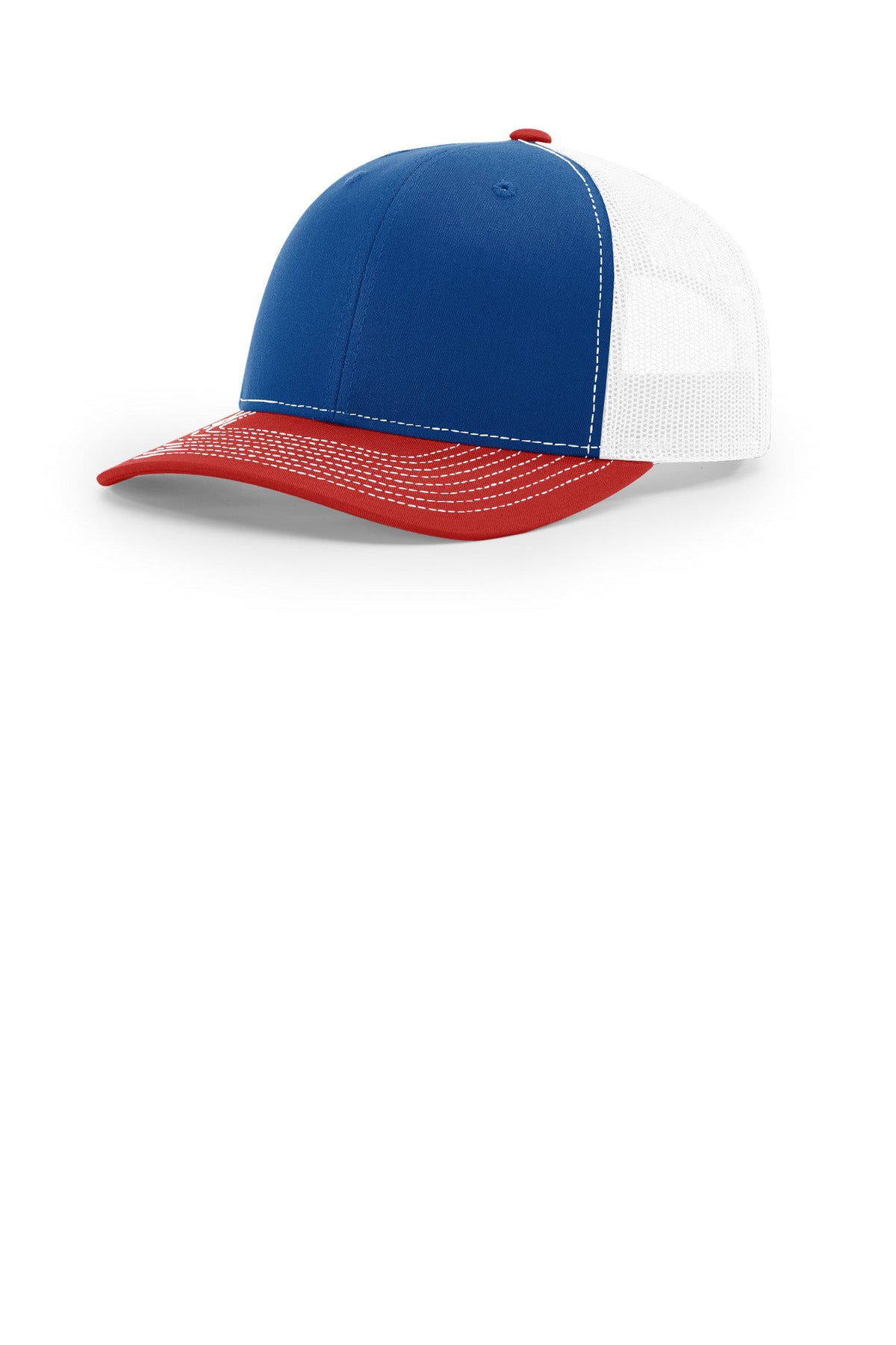 Custom Royal/ White/ Red Trucker Cap 112, personalized by SanCanDo Swag in Argyle, TX