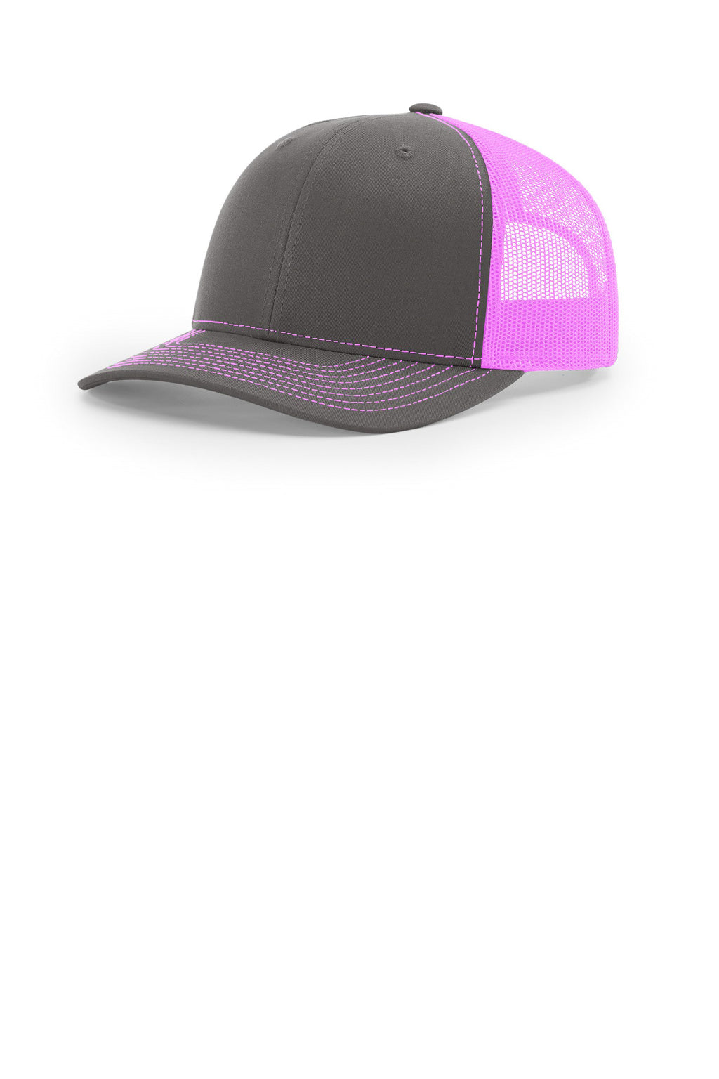 Custom Charcoal/ Neon Pink Trucker Cap 112, personalized by SanCanDo Swag in Argyle, TX