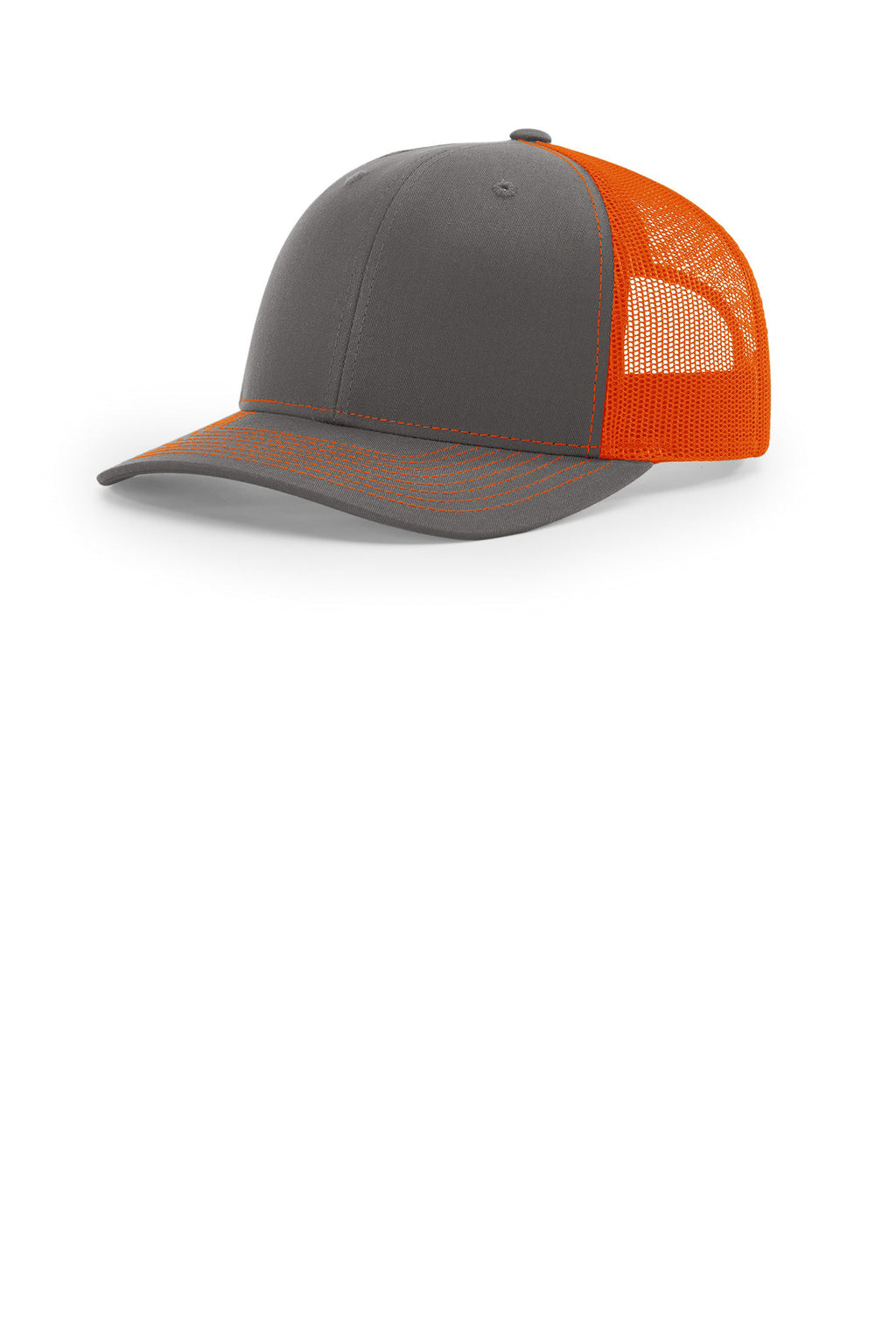 Custom Charcoal/ Orange Trucker Cap 112, personalized by SanCanDo Swag in Argyle, TX