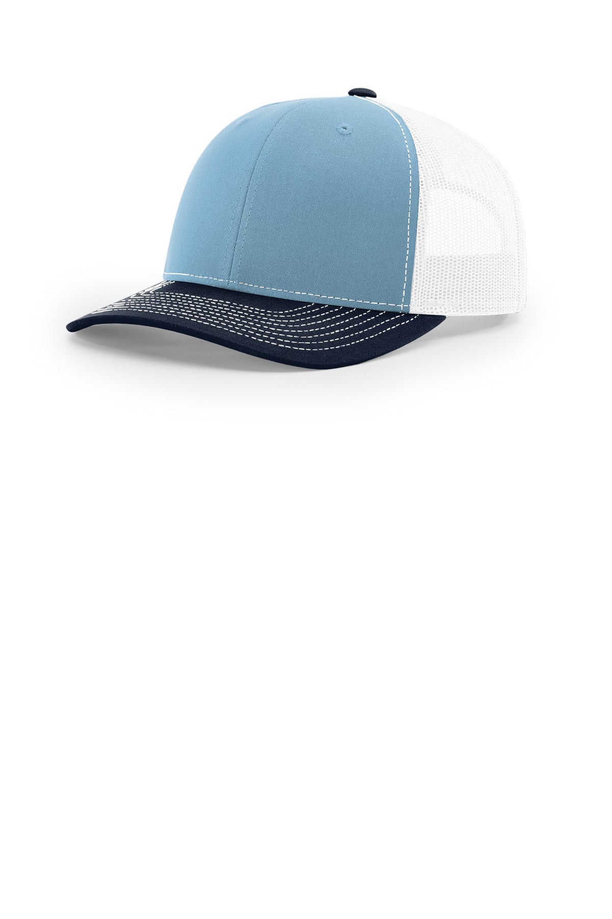 Custom Columbia Blue/ White/ Navy Trucker Cap 112, personalized by SanCanDo Swag in Argyle, TX