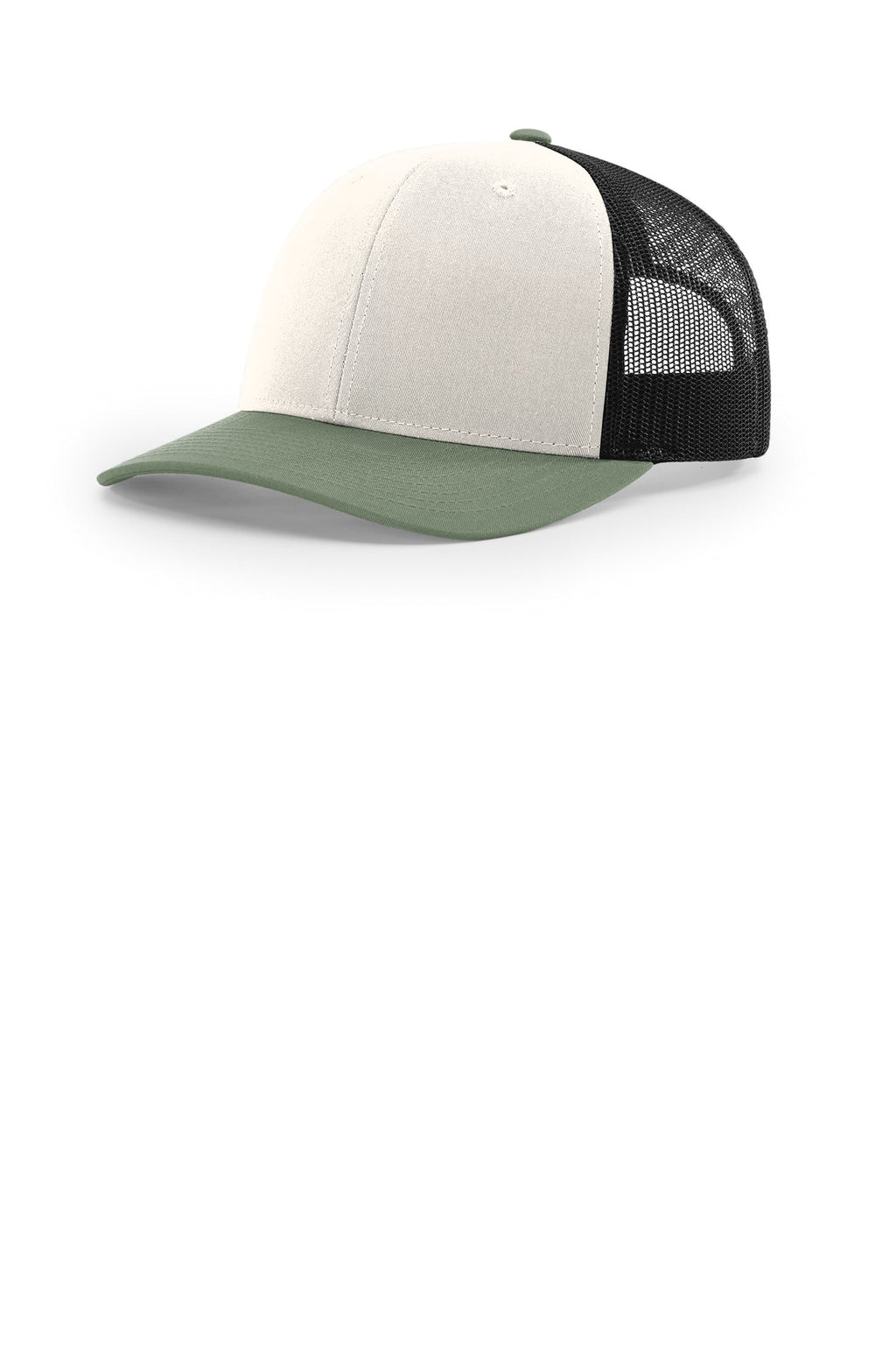 Custom Cream/ Black/ Loden Trucker Cap 112, personalized by SanCanDo Swag in Argyle, TX