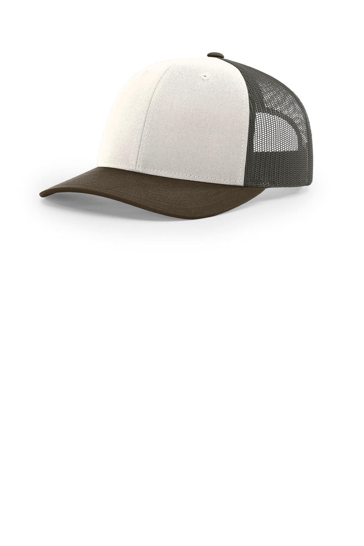 Custom Cream/ Grey Brown/ Brown Trucker Cap 112, personalized by SanCanDo Swag in Argyle, TX