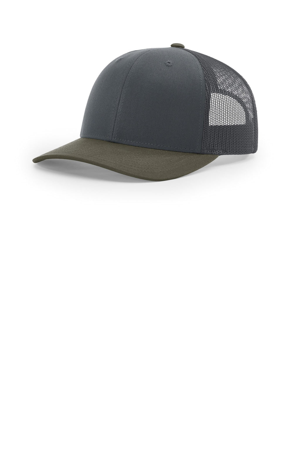 Custom Gunmetal/ Gunmetal/ Chocolate Chip Trucker Cap 112, personalized by SanCanDo Swag in Argyle, TX