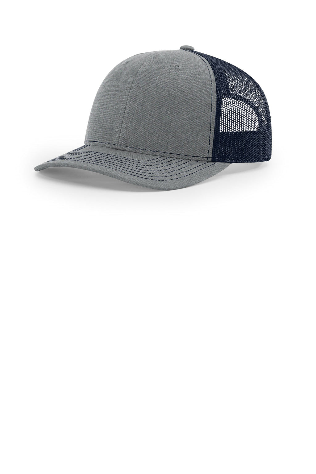 Custom Heather Grey/ Navy Trucker Cap 112, personalized by SanCanDo Swag in Argyle, TX