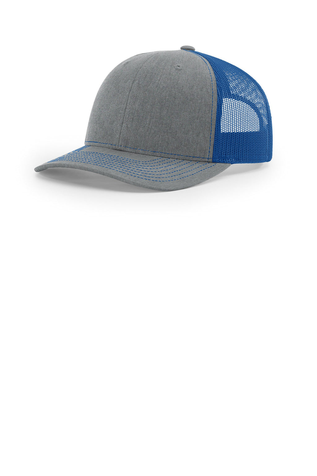 Custom Heather Grey/ Royal Trucker Cap 112, personalized by SanCanDo Swag in Argyle, TX