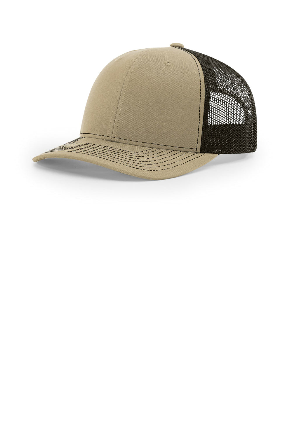 Custom Khaki/ Coffee Trucker Cap 112, personalized by SanCanDo Swag in Argyle, TX