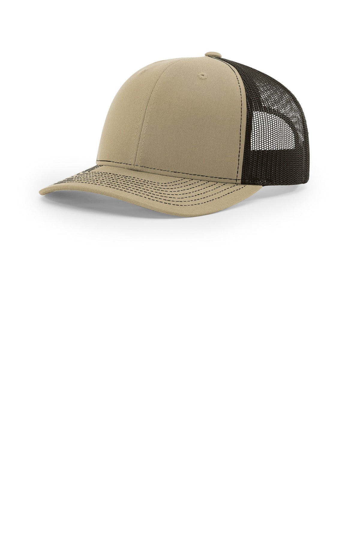 Custom Khaki/ Coffee Trucker Cap 112, personalized by SanCanDo Swag in Argyle, TX