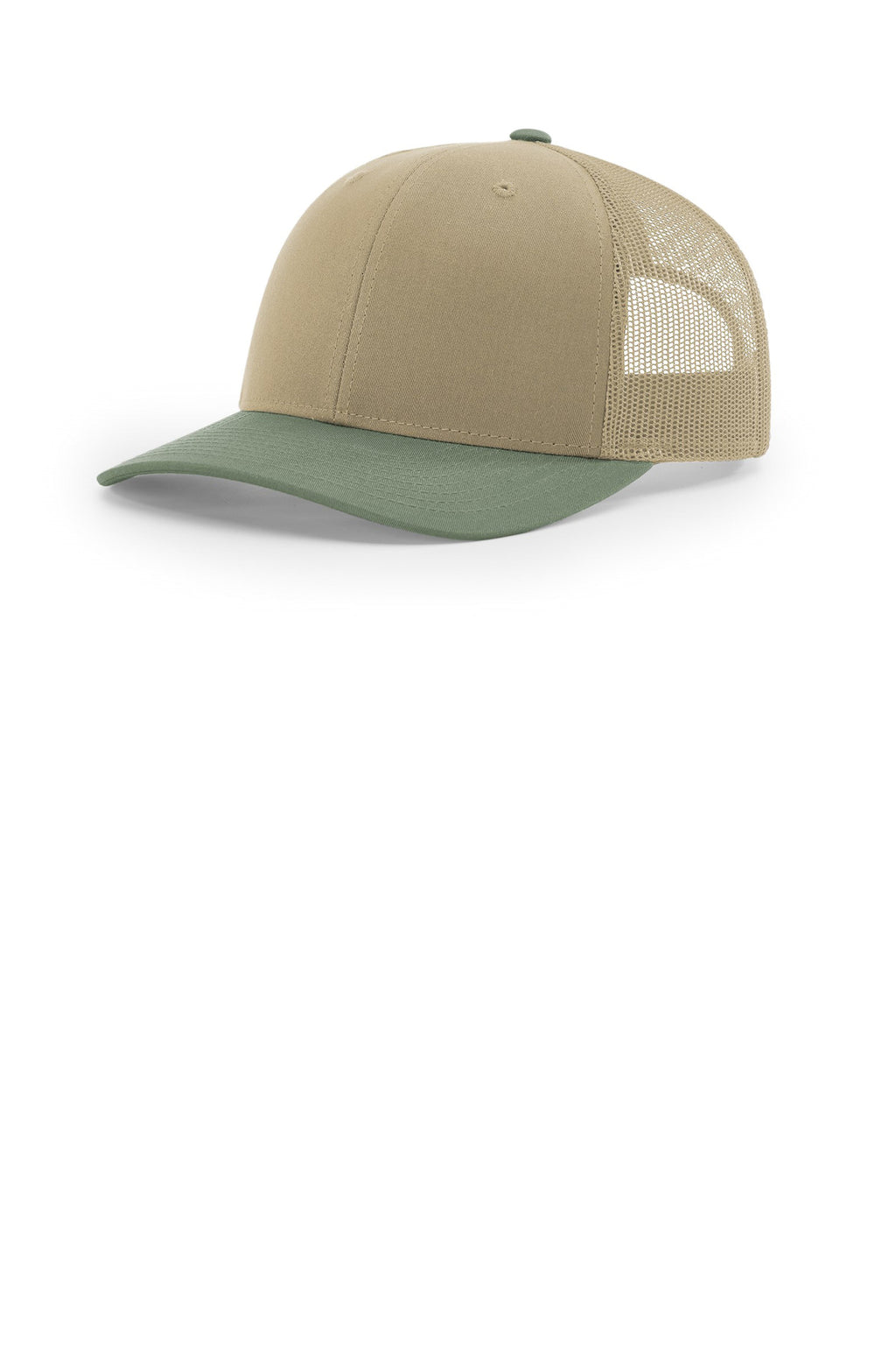 Custom Khaki/ Khaki/ Loden Trucker Cap 112, personalized by SanCanDo Swag in Argyle, TX