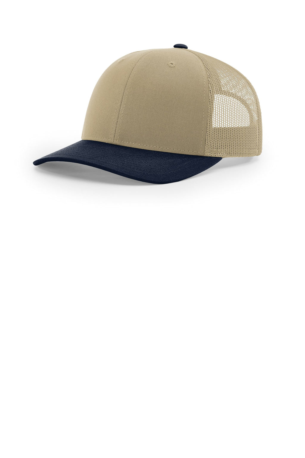 Custom Khaki/ Khaki/ Navy Trucker Cap 112, personalized by SanCanDo Swag in Argyle, TX