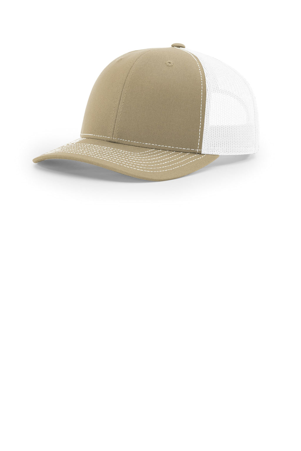 Custom Khaki/ White Trucker Cap 112, personalized by SanCanDo Swag in Argyle, TX