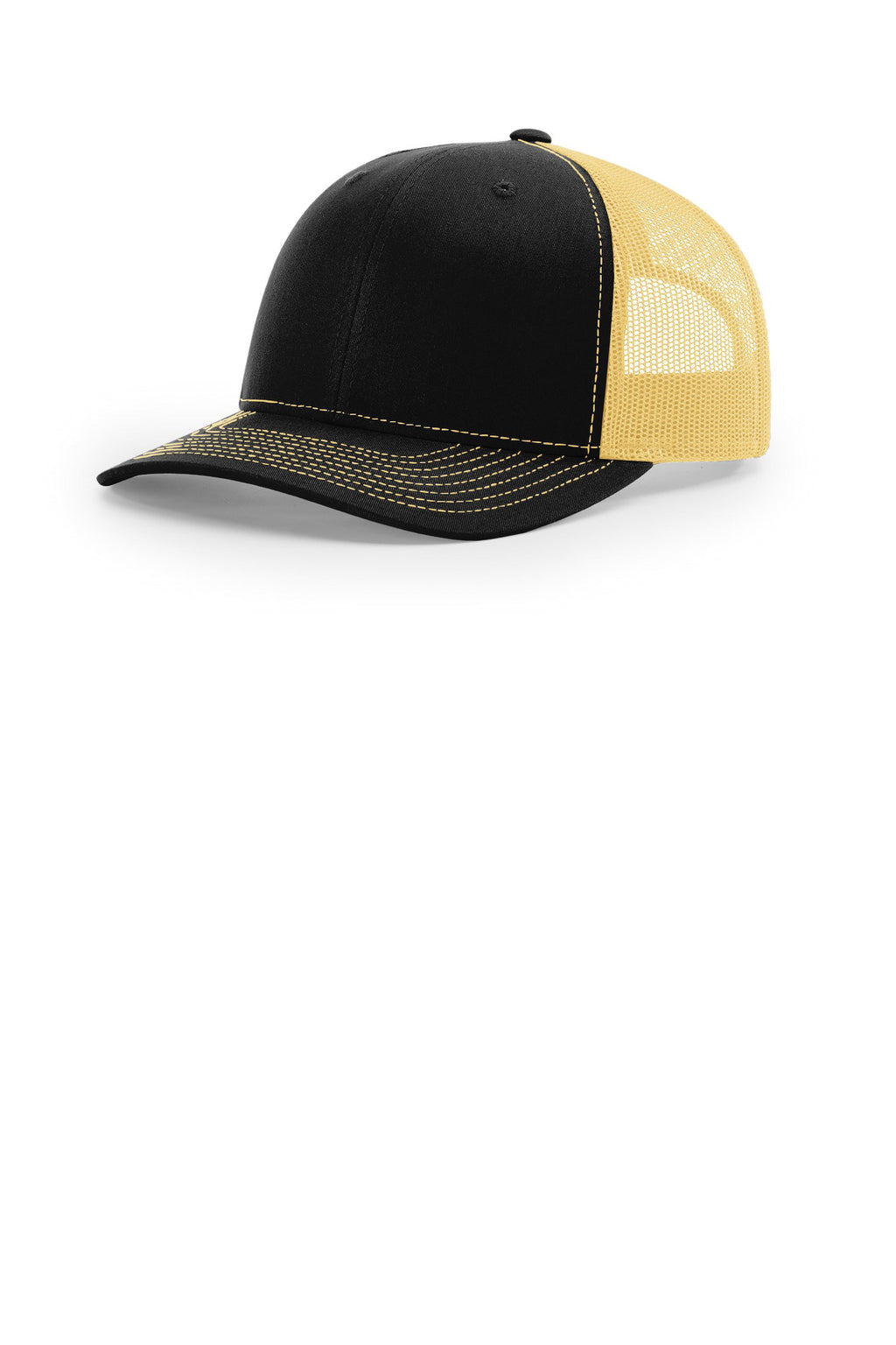 Custom Black/ Vegas Gold Trucker Cap 112, personalized by SanCanDo Swag in Argyle, TX