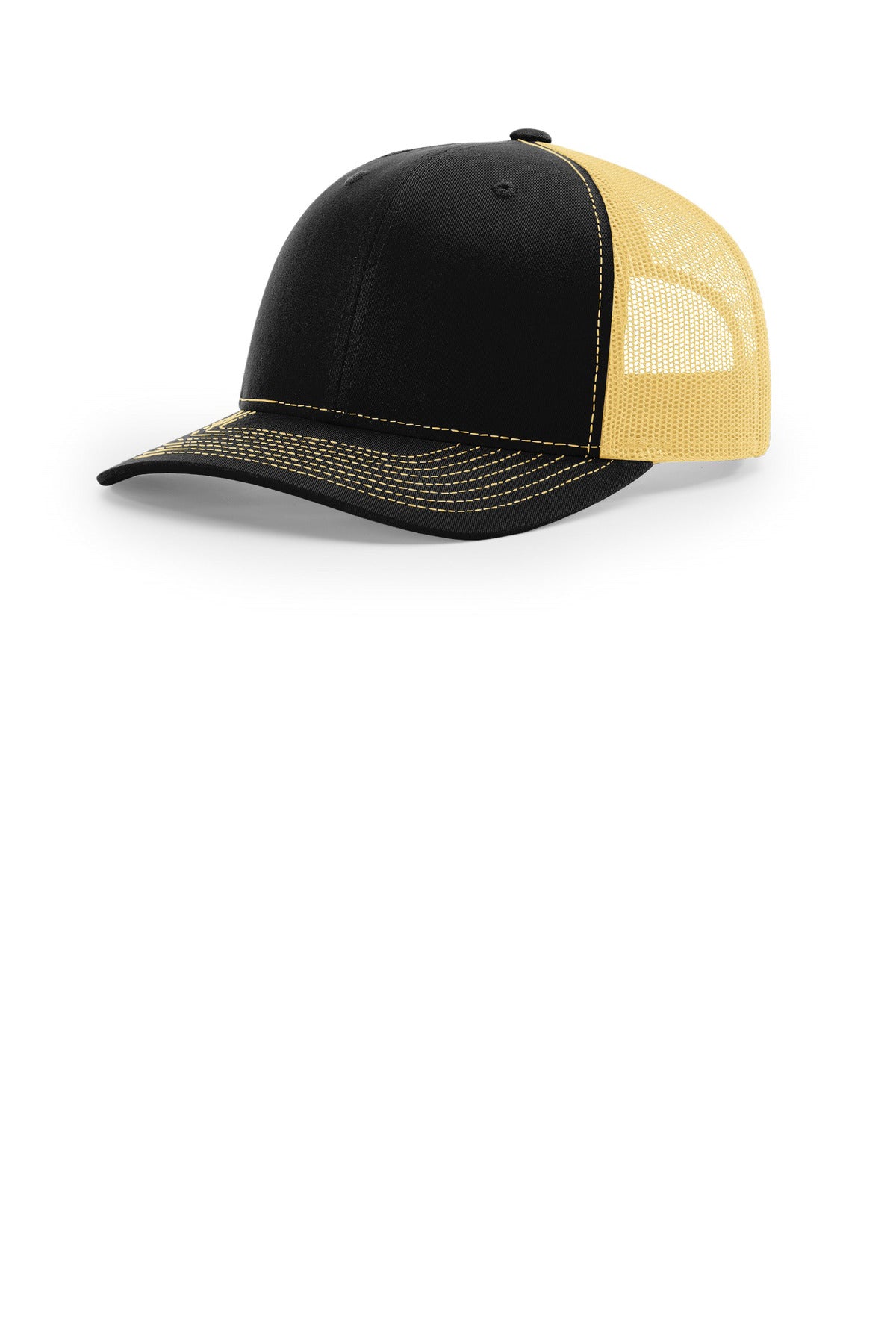 Custom Black/ Vegas Gold Trucker Cap 112, personalized by SanCanDo Swag in Argyle, TX