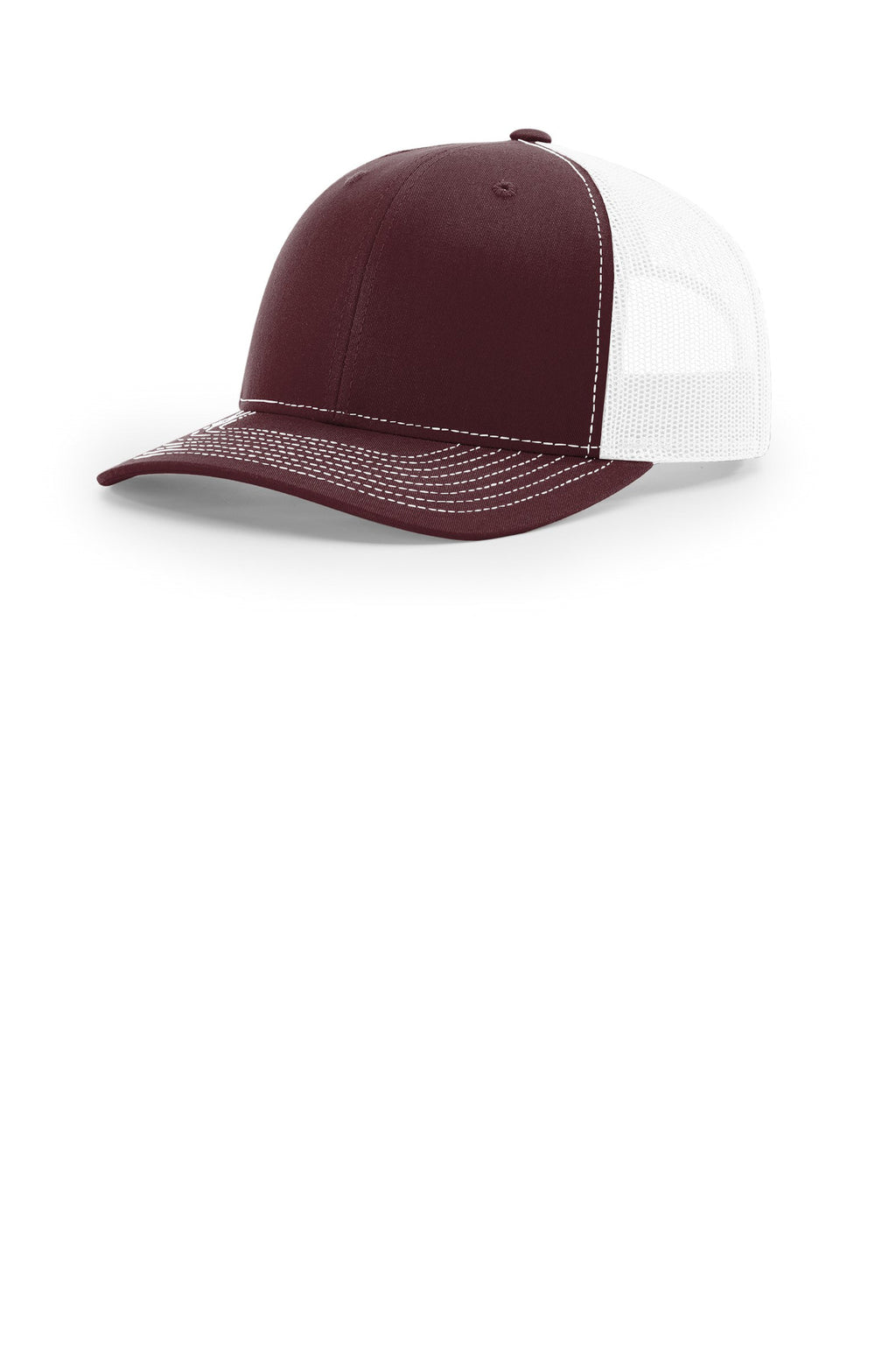 Custom Maroon/ White Trucker Cap 112, personalized by SanCanDo Swag in Argyle, TX