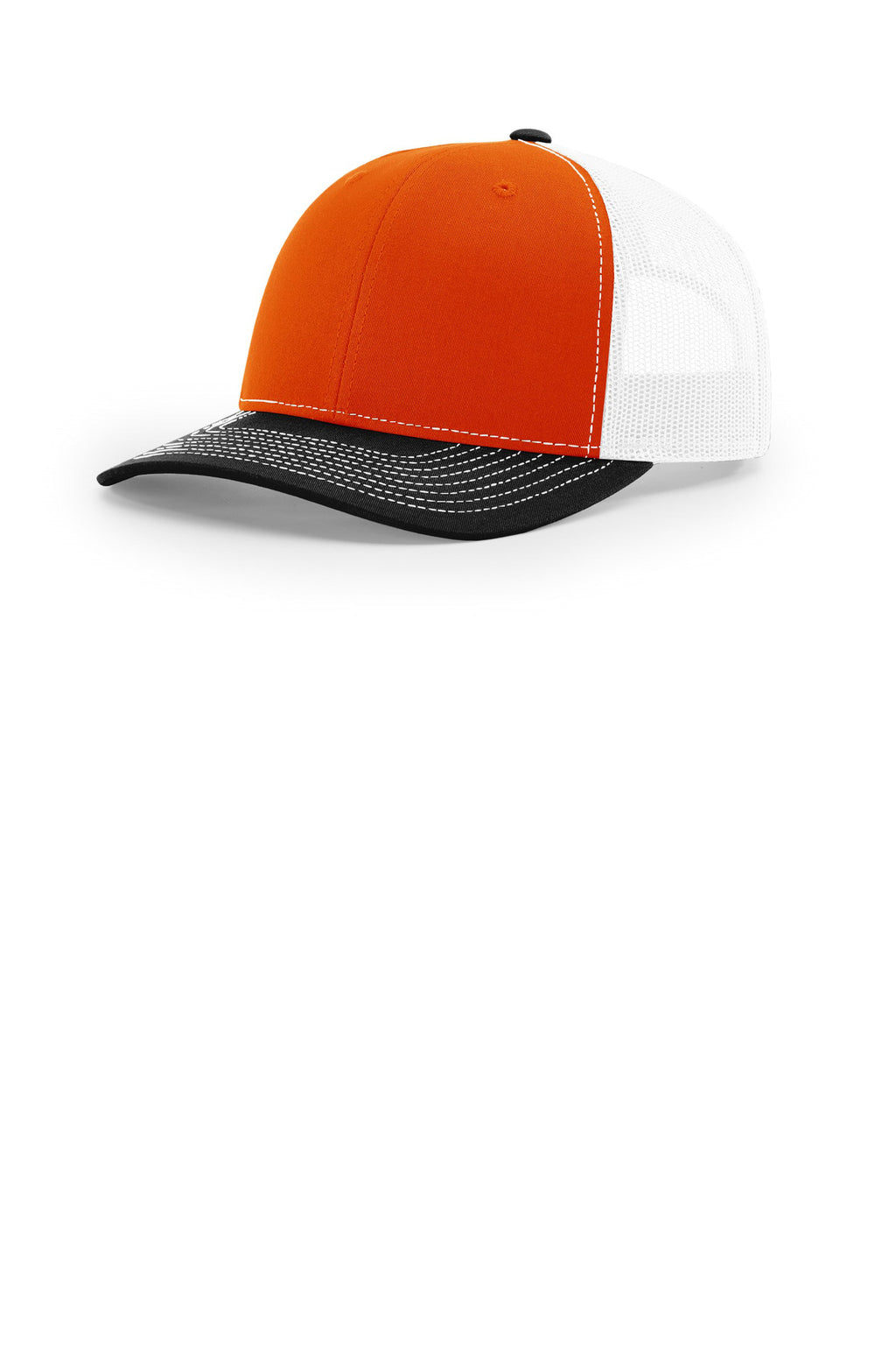 Custom Orange/ White/ Black Trucker Cap 112, personalized by SanCanDo Swag in Argyle, TX