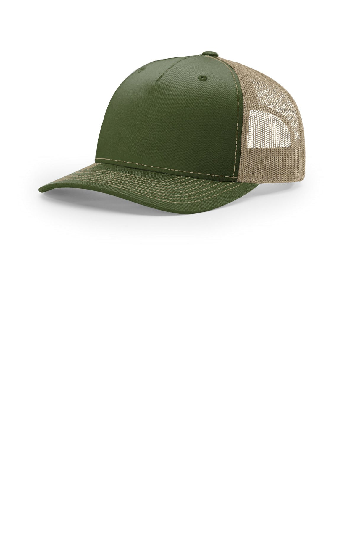 Custom Army Olive/ Tan Five-Panel Trucker 112FP, personalized by SanCanDo Swag in Argyle, TX