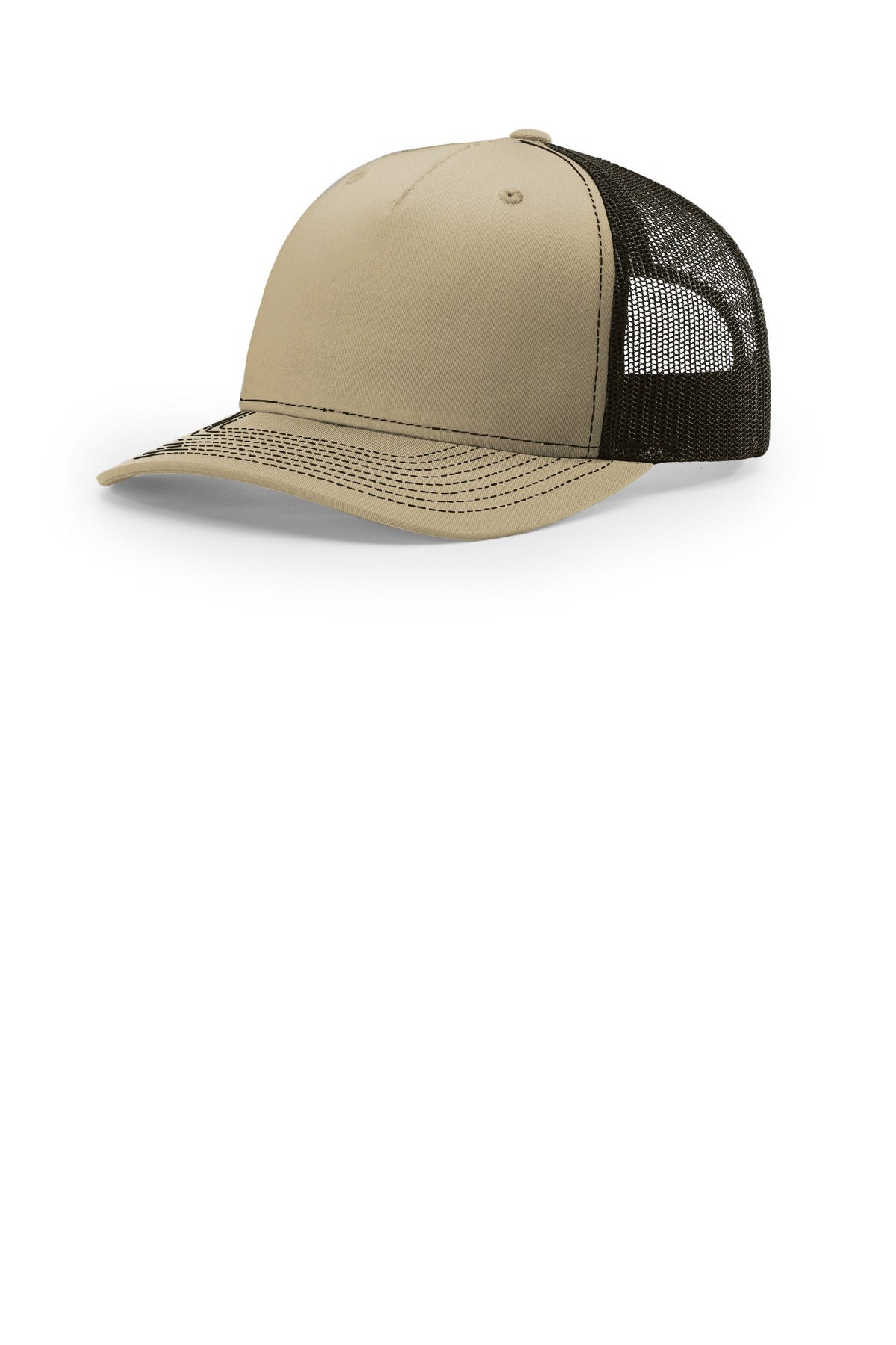 Custom Khaki/ Coffee Five-Panel Trucker 112FP, personalized by SanCanDo Swag in Argyle, TX
