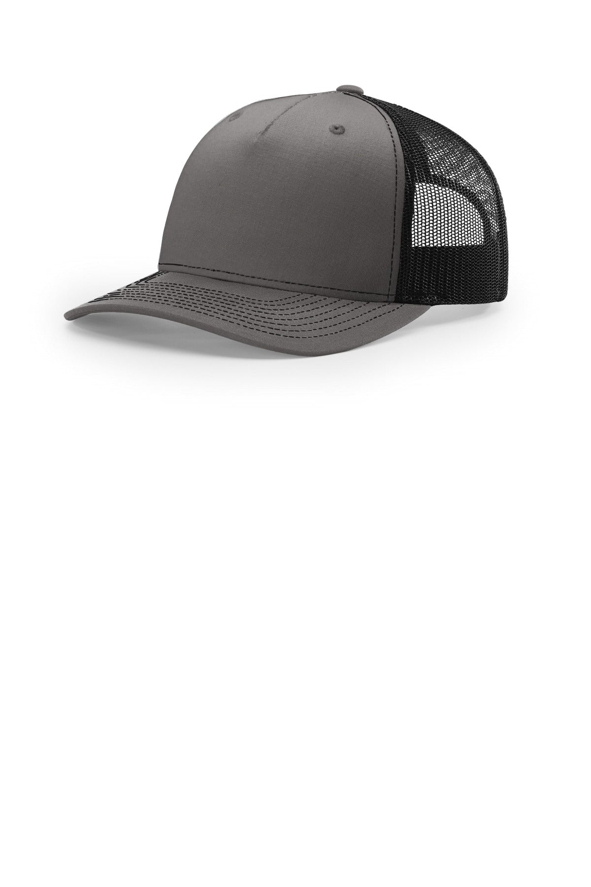 Custom Charcoal/ Black Five-Panel Trucker 112FP, personalized by SanCanDo Swag in Argyle, TX
