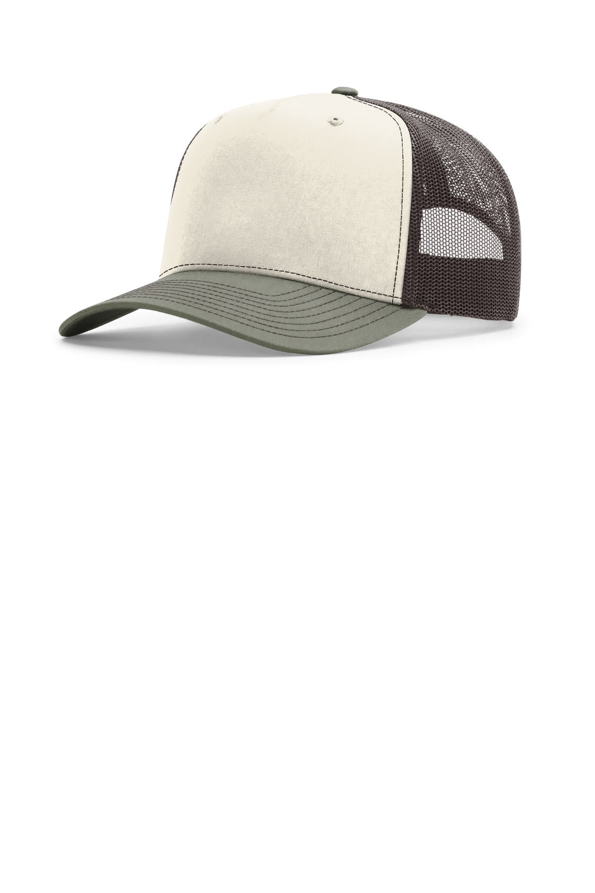 Custom Birch/ Brown/ Loden Five-Panel Champ Trucker 112FPC, personalized by SanCanDo Swag in Argyle, TX