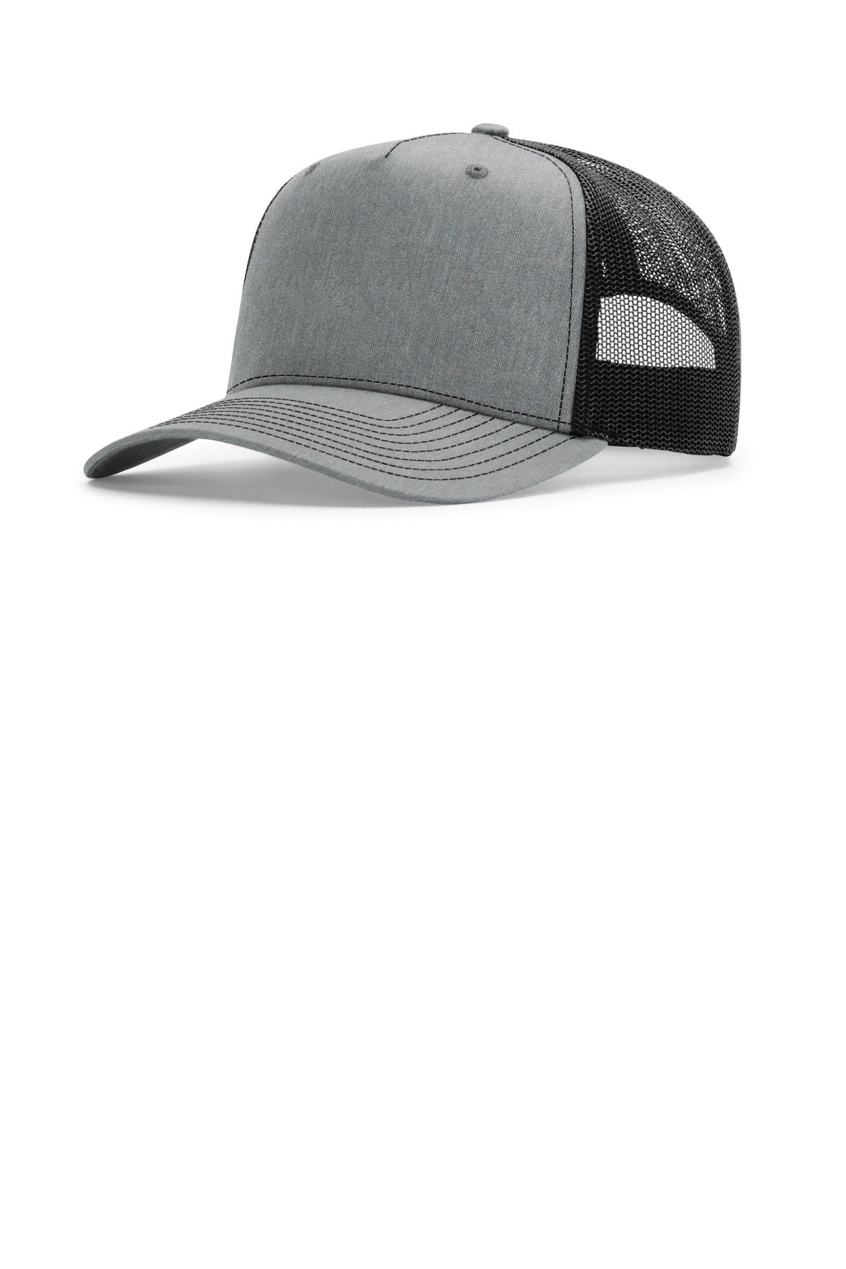 Custom Heather Grey/ Black Five-Panel Champ Trucker 112FPC, personalized by SanCanDo Swag in Argyle, TX