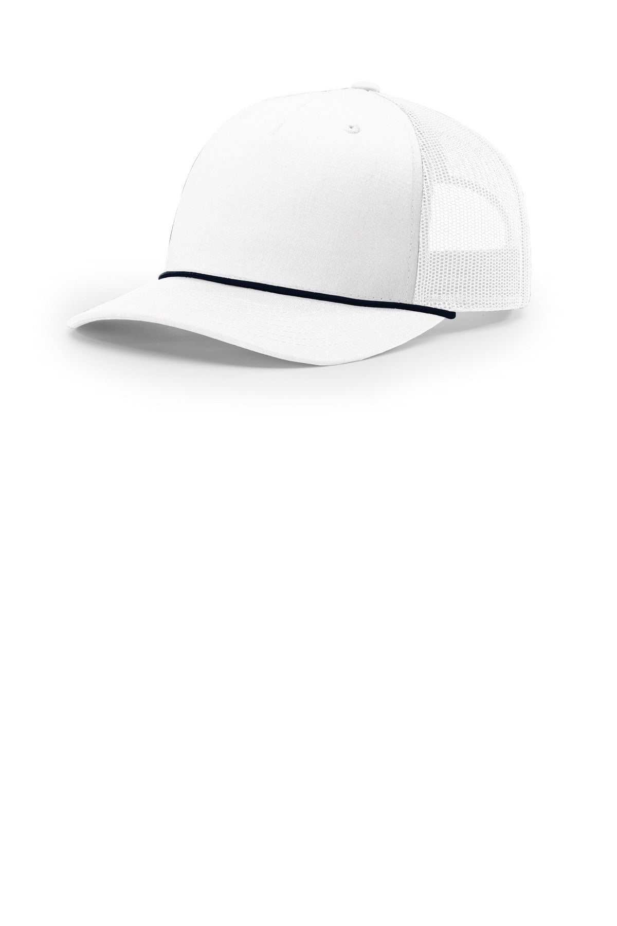 Custom White/ Navy Five-Panel with Rope 112FPR, personalized by SanCanDo Swag in Argyle, TX