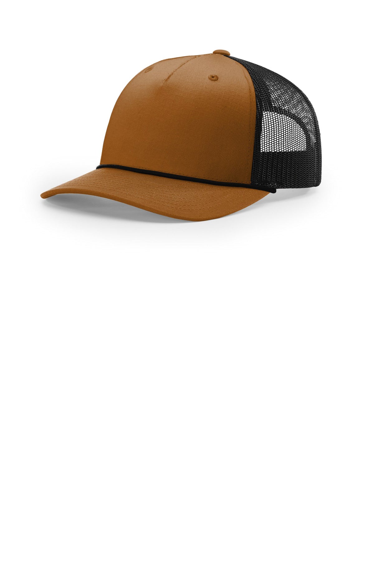 Custom Caramel/ Black/ Black Five-Panel with Rope 112FPR, personalized by SanCanDo Swag in Argyle, TX