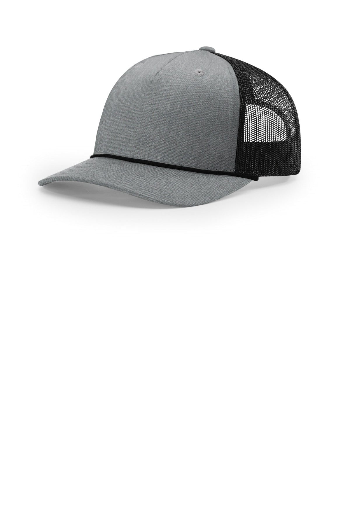 Custom Heather Grey/ Black/ Black Five-Panel with Rope 112FPR, personalized by SanCanDo Swag in Argyle, TX