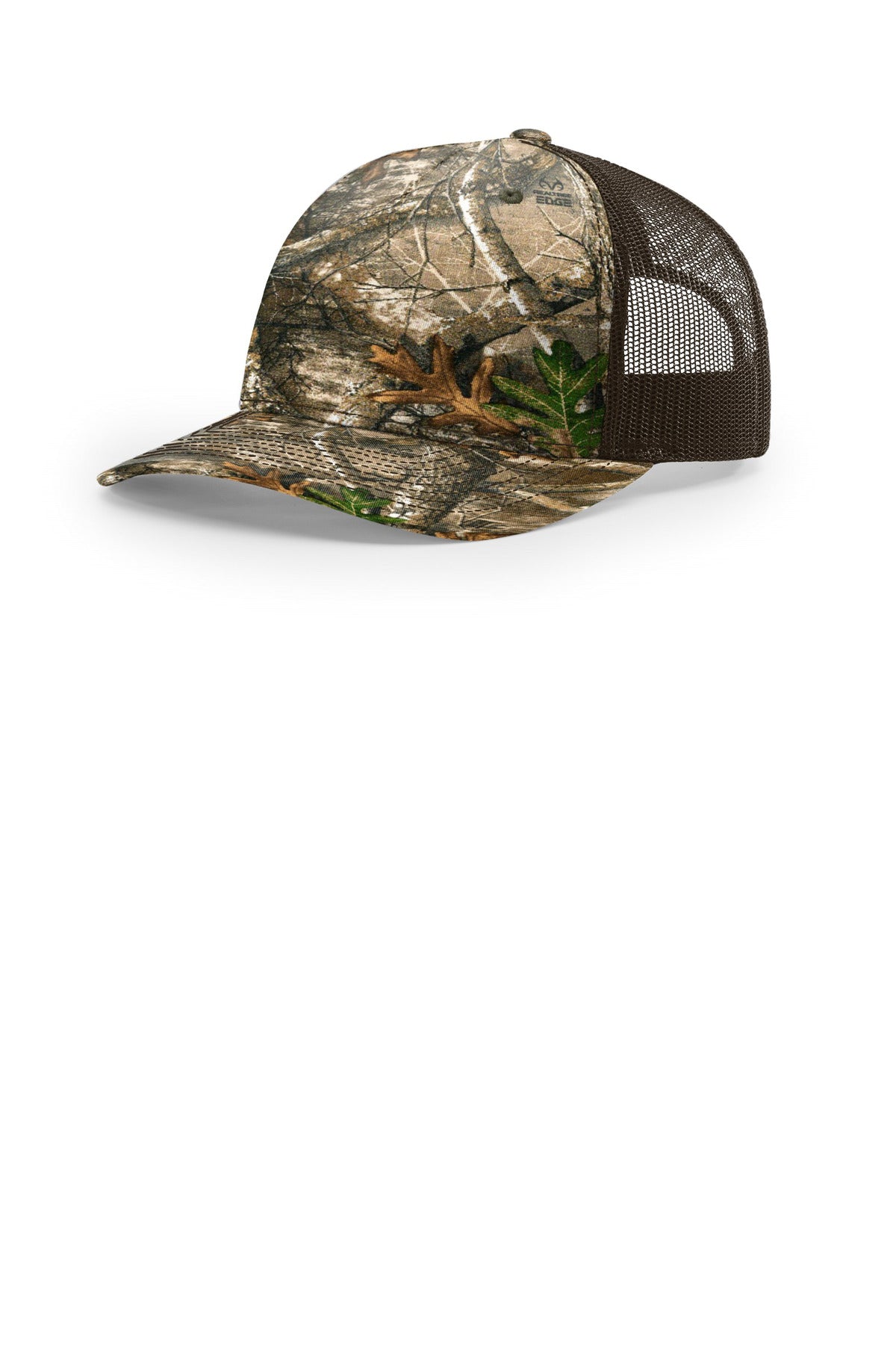 Custom Realtree Edge/ Brown Printed Five-Panel Trucker 112PFP, personalized by SanCanDo Swag in Argyle, TX