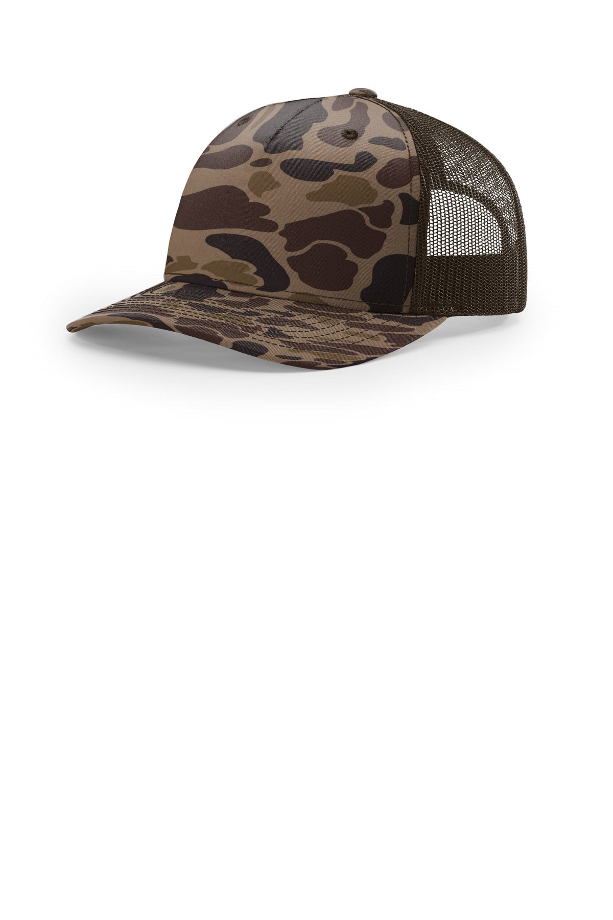 Custom Bark Duck Camo/ Brown Printed Five-Panel Trucker 112PFP, personalized by SanCanDo Swag in Argyle, TX