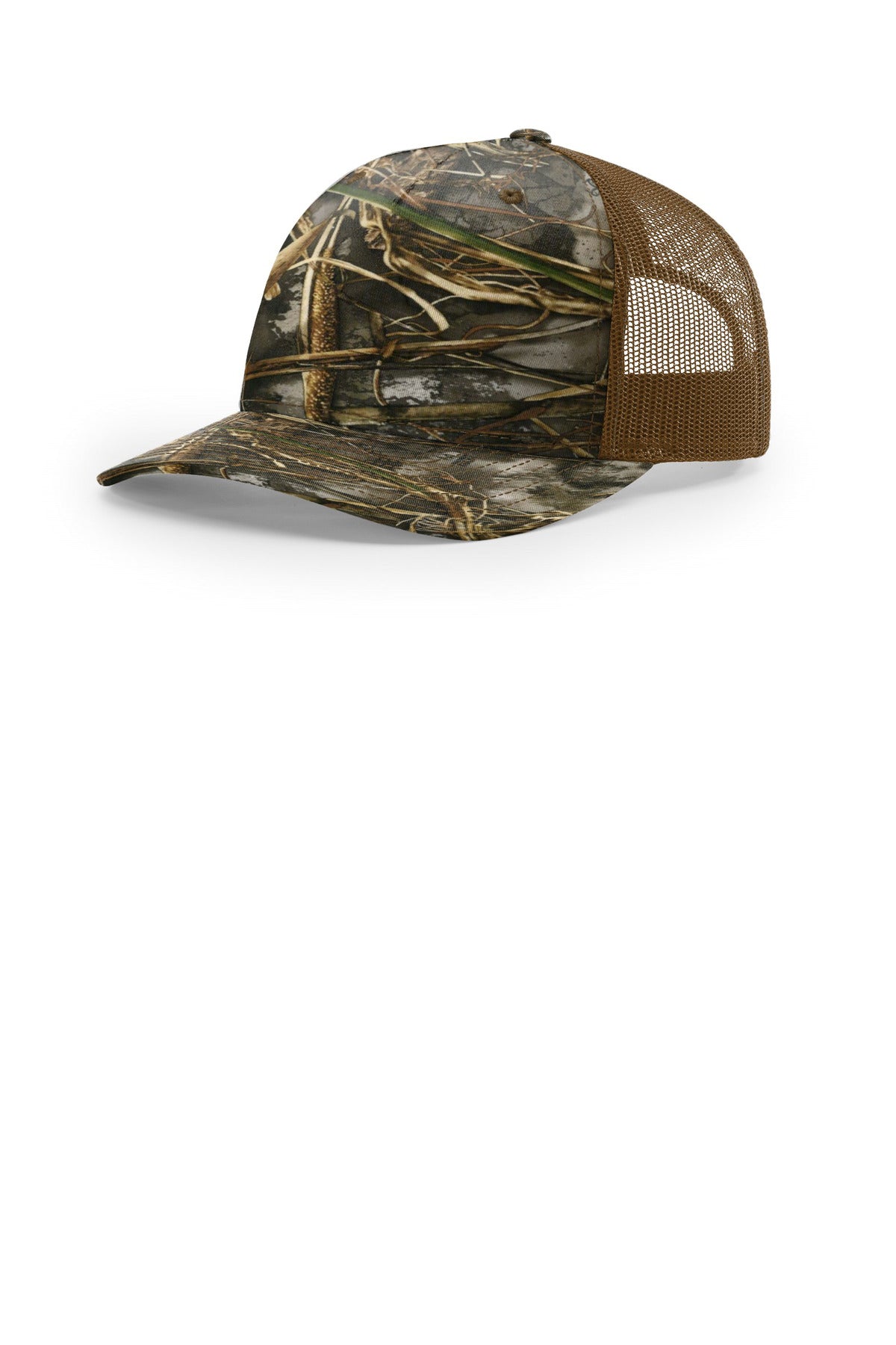 Custom Realtree Max-7/ Buck Printed Five-Panel Trucker 112PFP, personalized by SanCanDo Swag in Argyle, TX