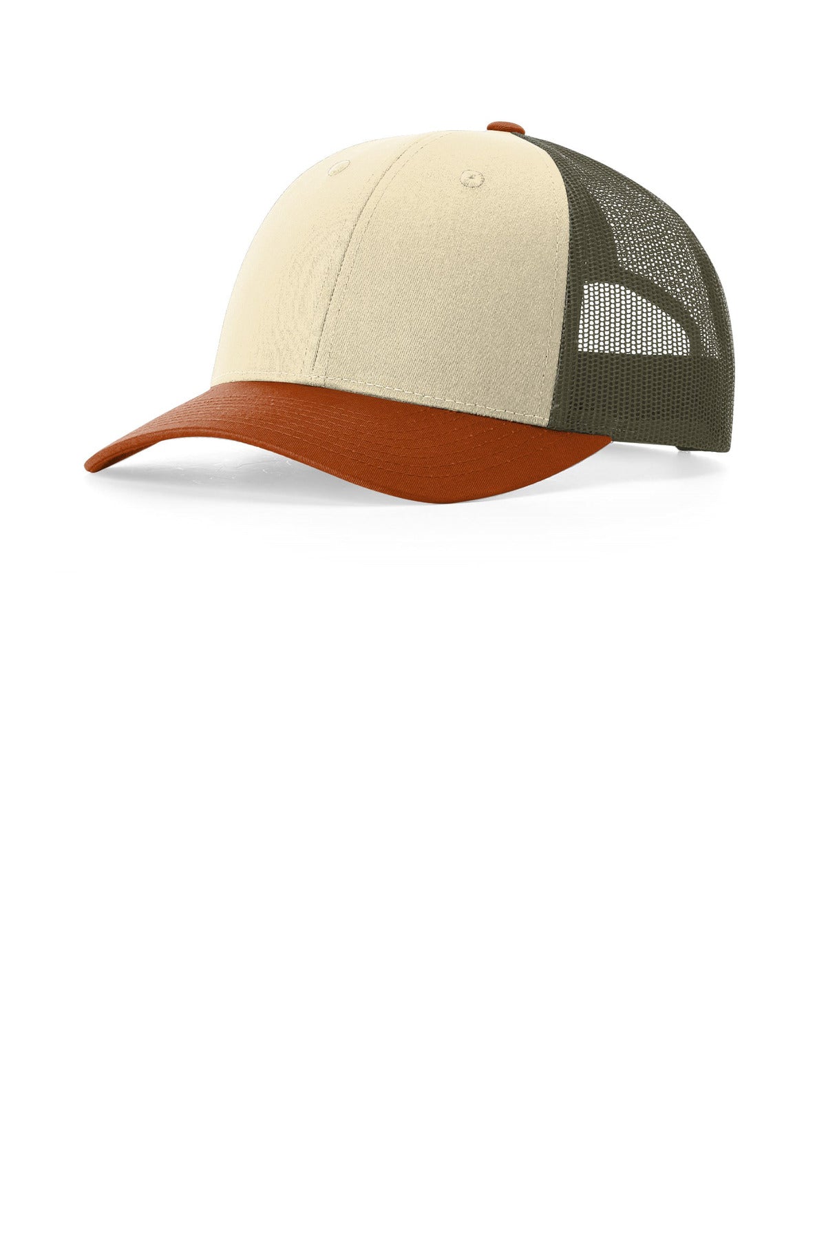 Custom Cream/ Loden/ Dark Orange Low Pro Trucker 115, personalized by SanCanDo Swag in Argyle, TX