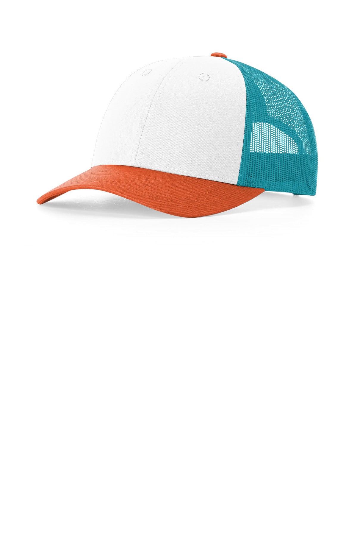 Custom White/ Hawaiian Blue/ Pale Orange Low Pro Trucker 115, personalized by SanCanDo Swag in Argyle, TX