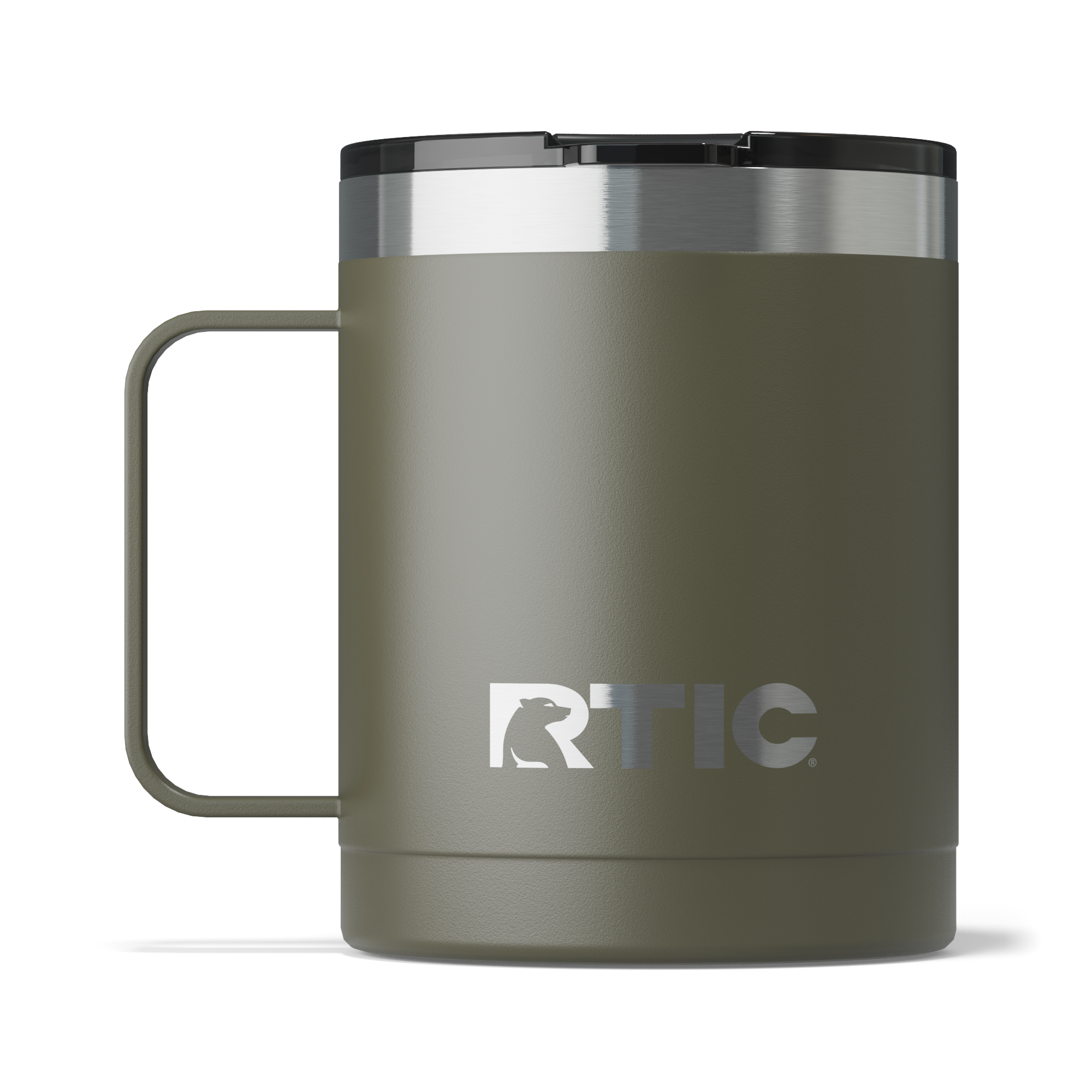 Custom Olive RTIC 12 oz Ceramic Lined Coffee Mug, personalized by SanCanDo Swag in Argyle, TX