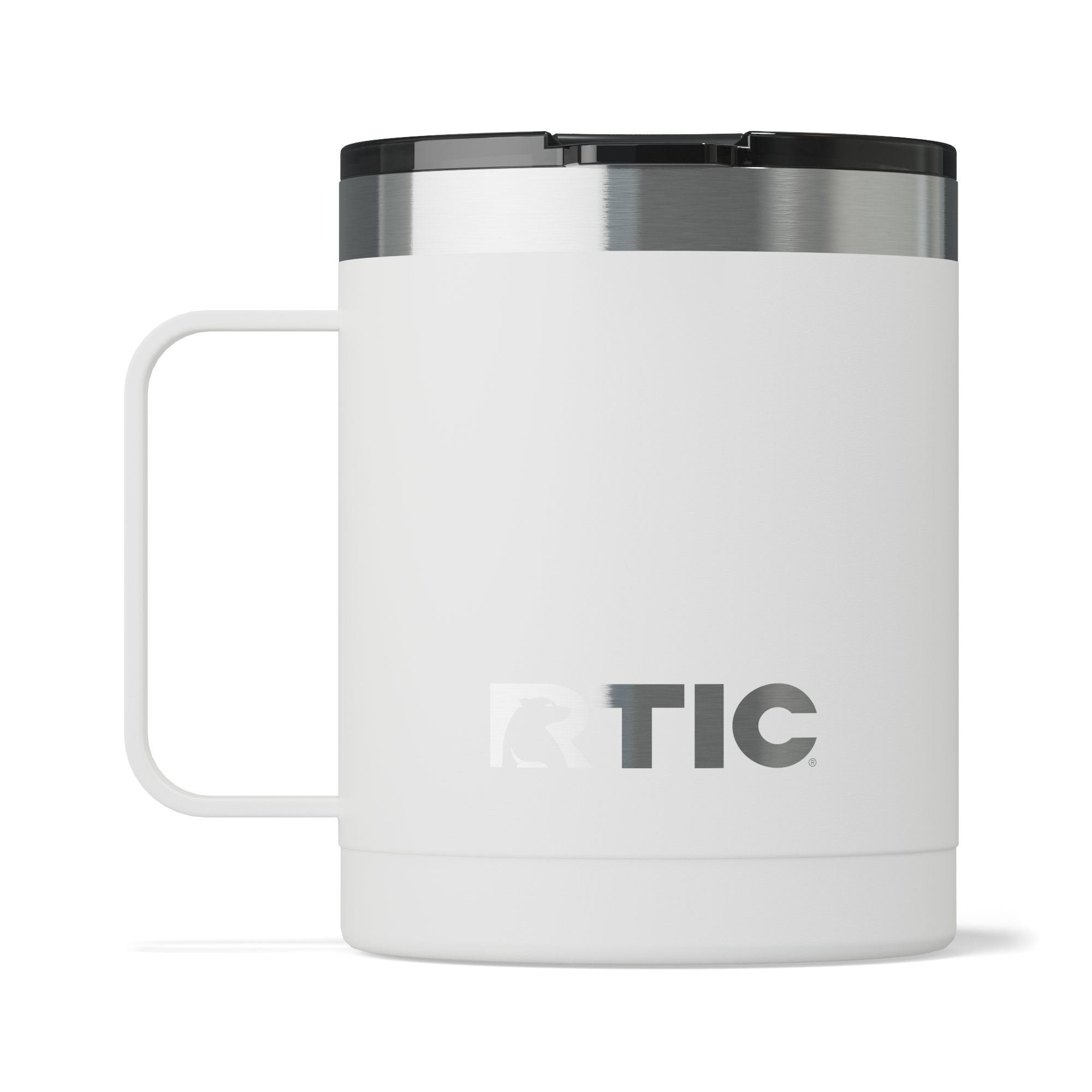 Custom White RTIC 12 oz Ceramic Lined Coffee Mug, personalized by SanCanDo Swag in Argyle, TX