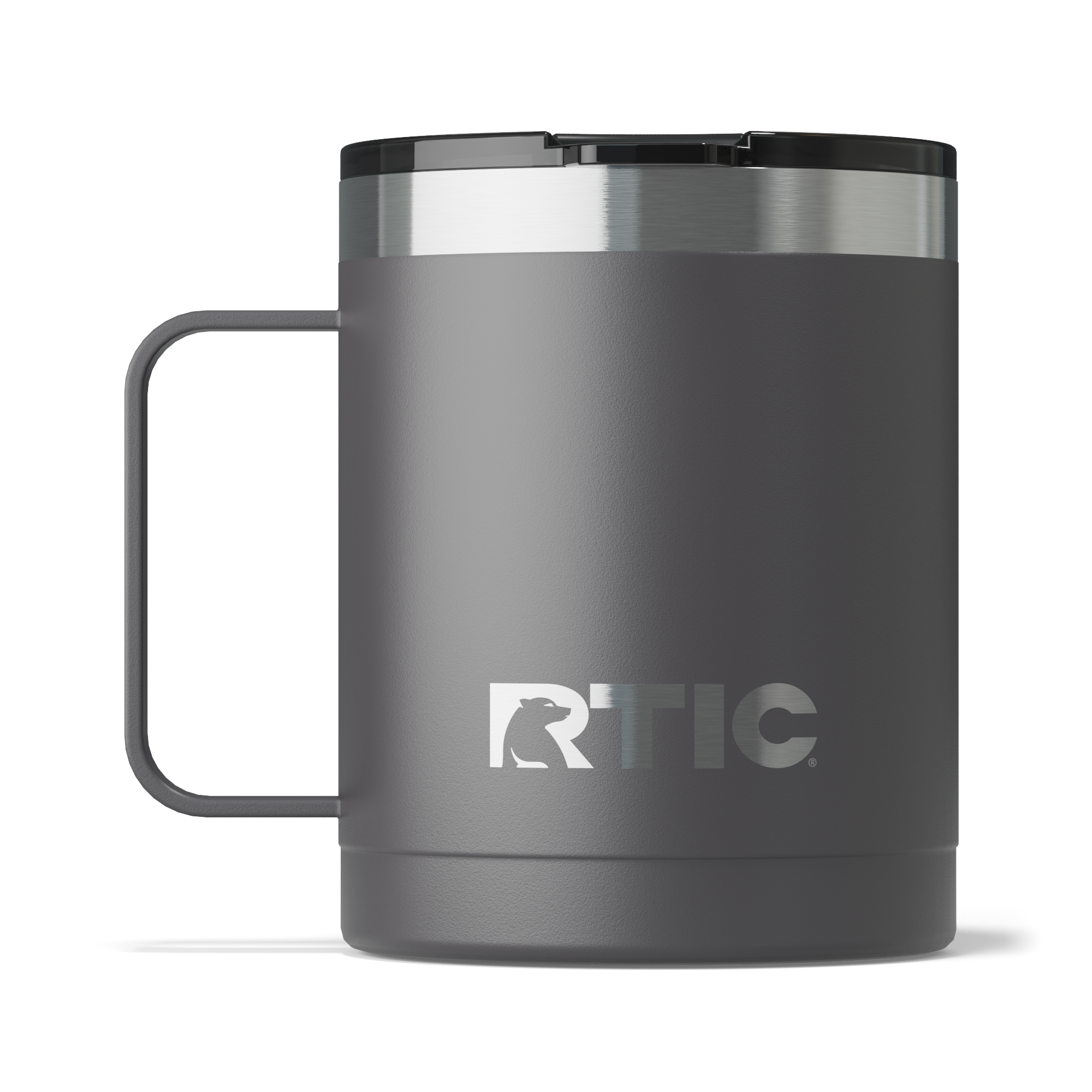 Custom Graphite RTIC 12 oz Ceramic Lined Coffee Mug, personalized by SanCanDo Swag in Argyle, TX