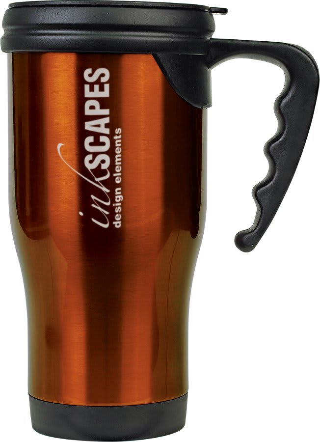 Orange Stainless Steel 14 oz. Travel Mug with Handle