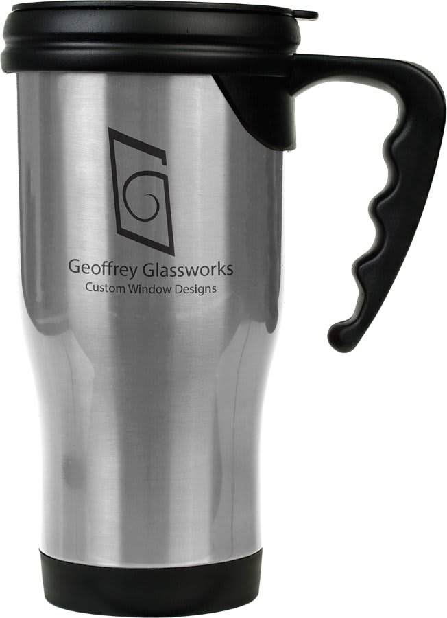 Silver Stainless Steel 14 oz. Travel Mug with Handle