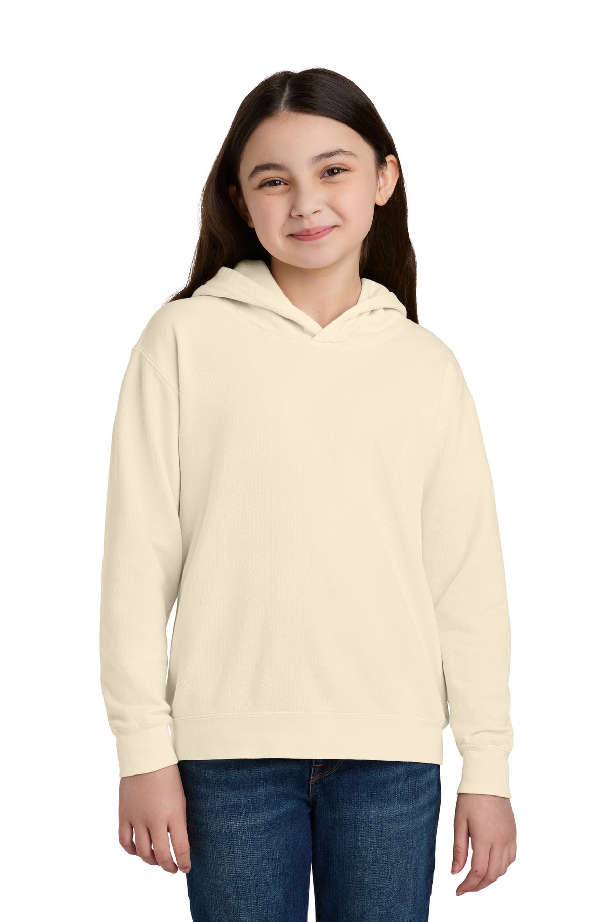 Custom Ivory Youth Lightweight Hoodie 1467Y, personalized by SanCanDo Swag in Argyle, TX