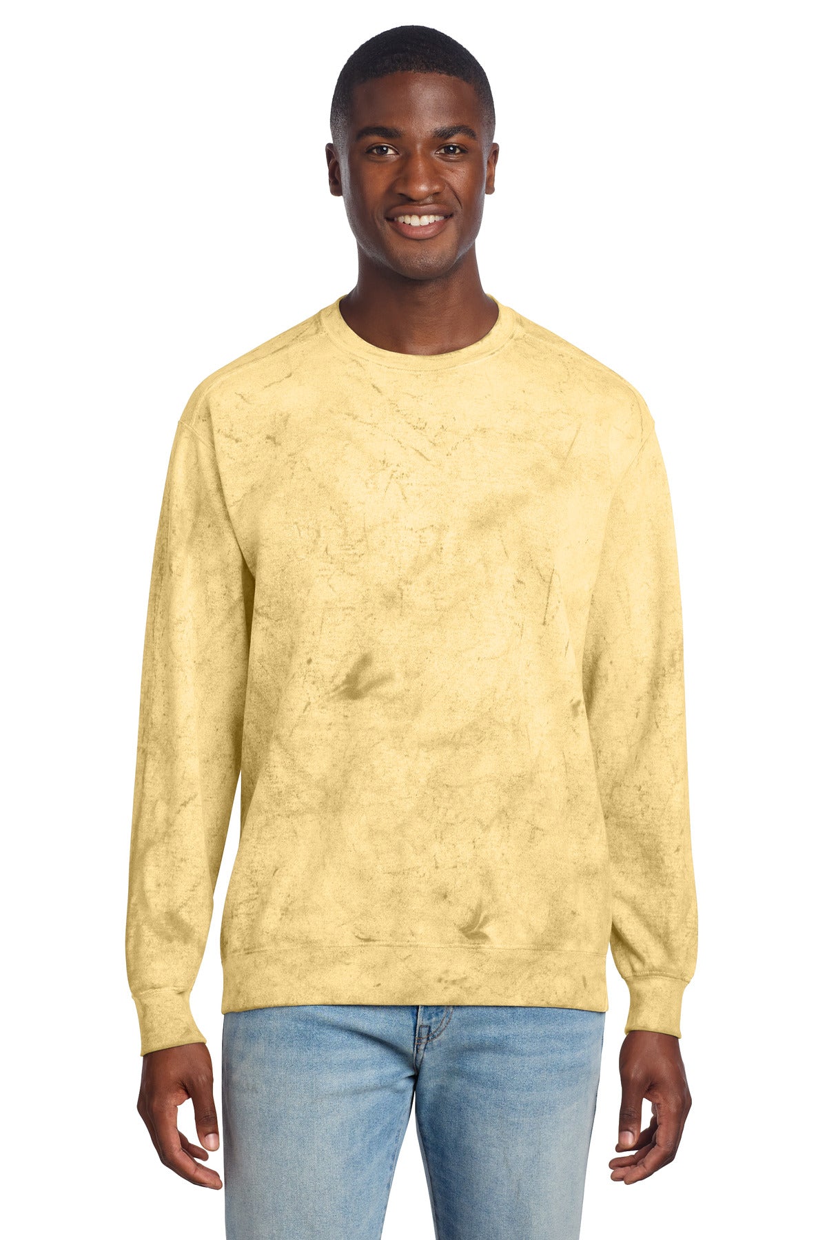 Custom Citrine Color Blast Crewneck 1545, personalized by SanCanDo Swag in Argyle, TX