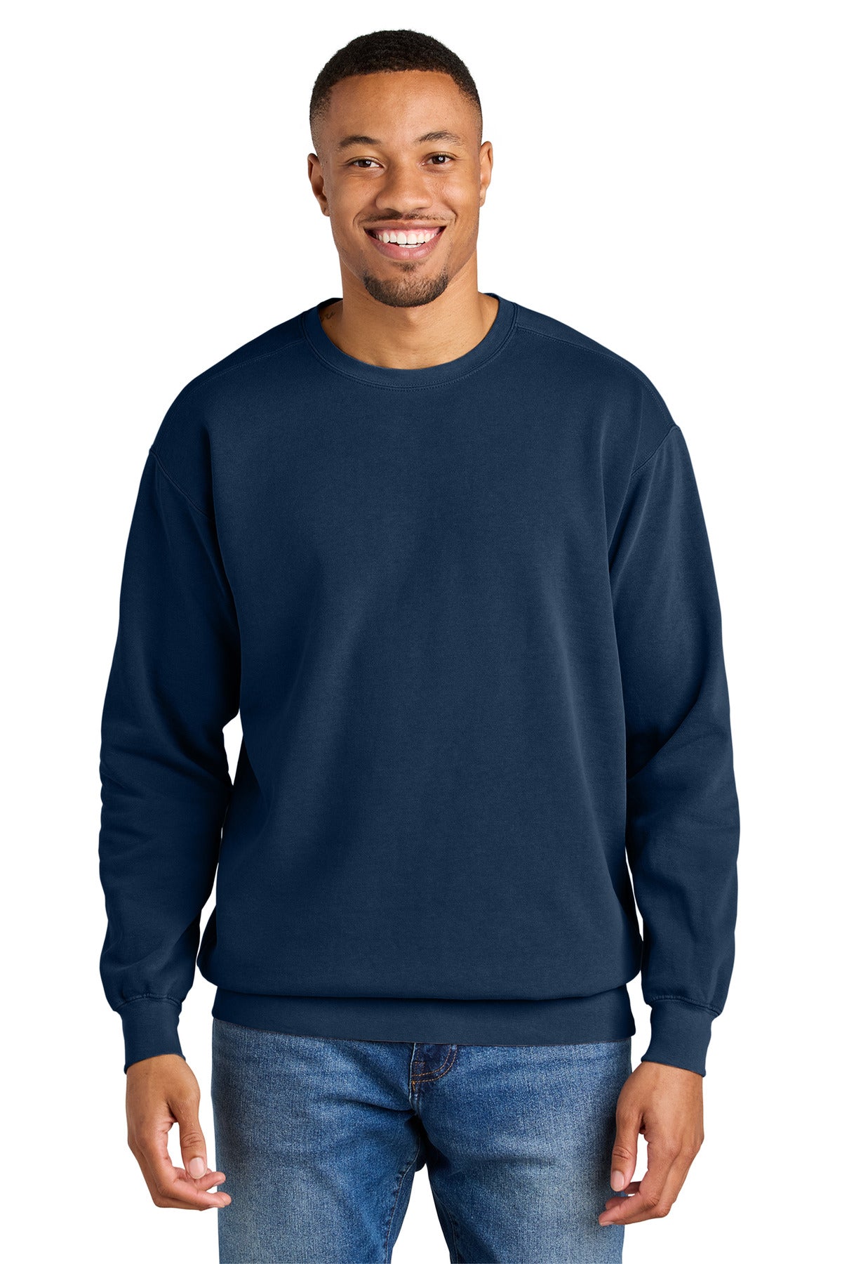 Custom True Navy Ring Spun Crewneck 1566, personalized by SanCanDo Swag in Argyle, TX