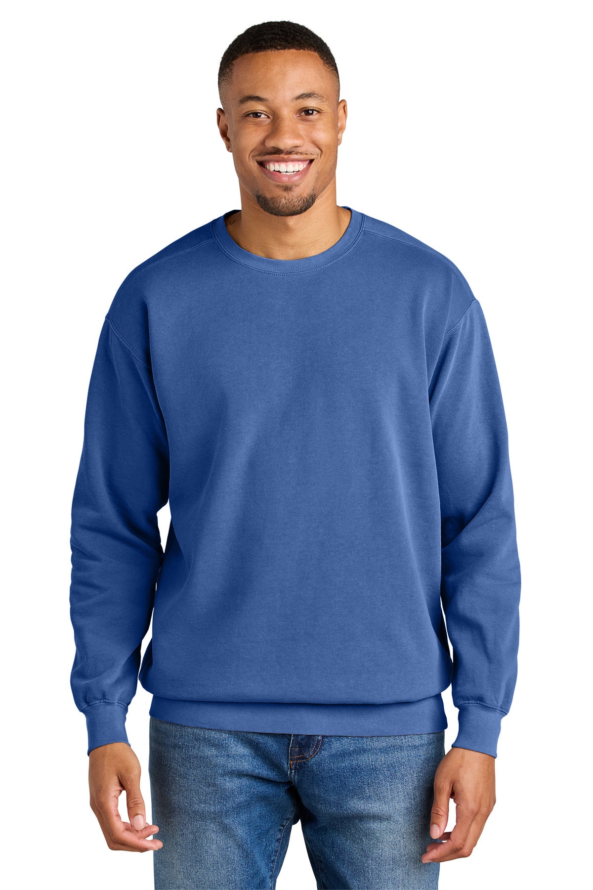 Custom Flo Blue Ring Spun Crewneck 1566, personalized by SanCanDo Swag in Argyle, TX