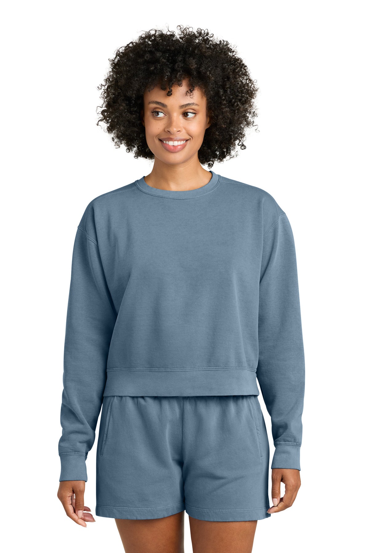 Custom Blue Jean Women's Mid-Length Crewneck 1566L, personalized by SanCanDo Swag in Argyle, TX