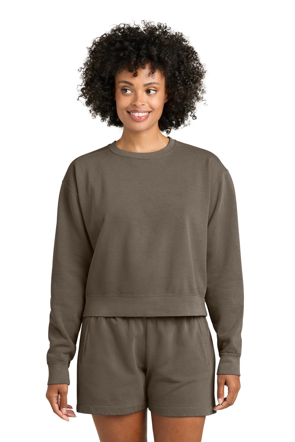 Custom Espresso Women's Mid-Length Crewneck 1566L, personalized by SanCanDo Swag in Argyle, TX