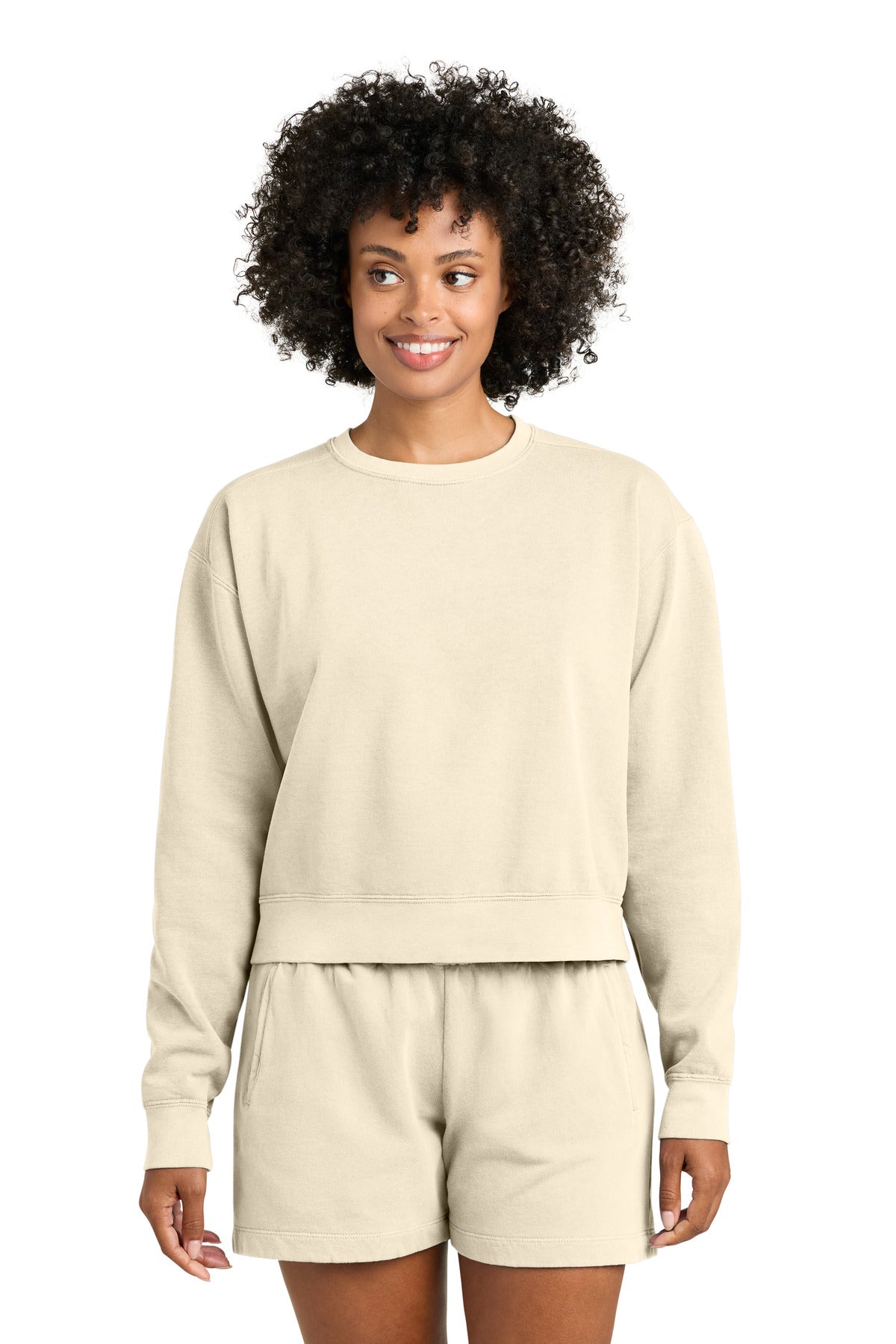 Custom Ivory Women's Mid-Length Crewneck 1566L, personalized by SanCanDo Swag in Argyle, TX