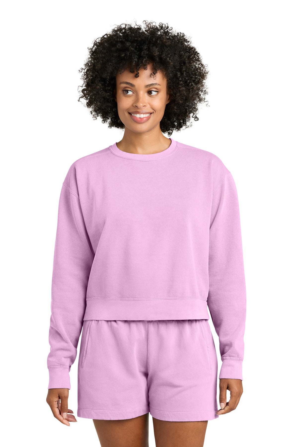 Custom Rose Quartz Women's Mid-Length Crewneck 1566L, personalized by SanCanDo Swag in Argyle, TX