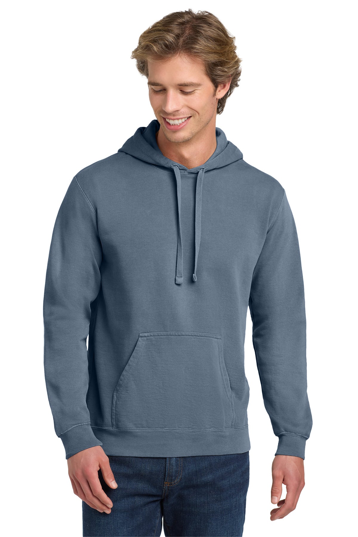 Custom Blue Jean Ring Spun Hoodie 1567, personalized by SanCanDo Swag in Argyle, TX