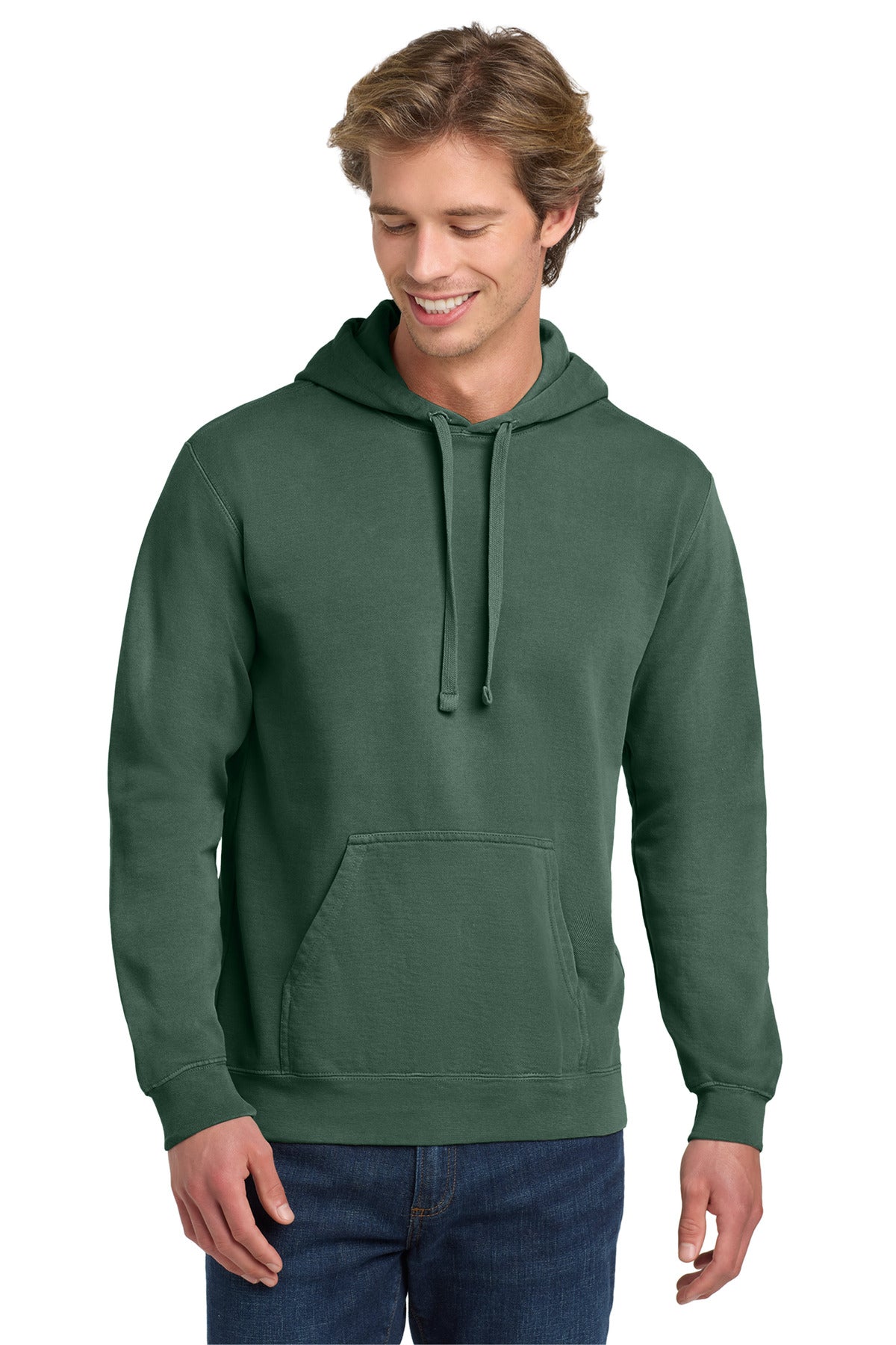 Custom Blue Spruce Ring Spun Hoodie 1567, personalized by SanCanDo Swag in Argyle, TX